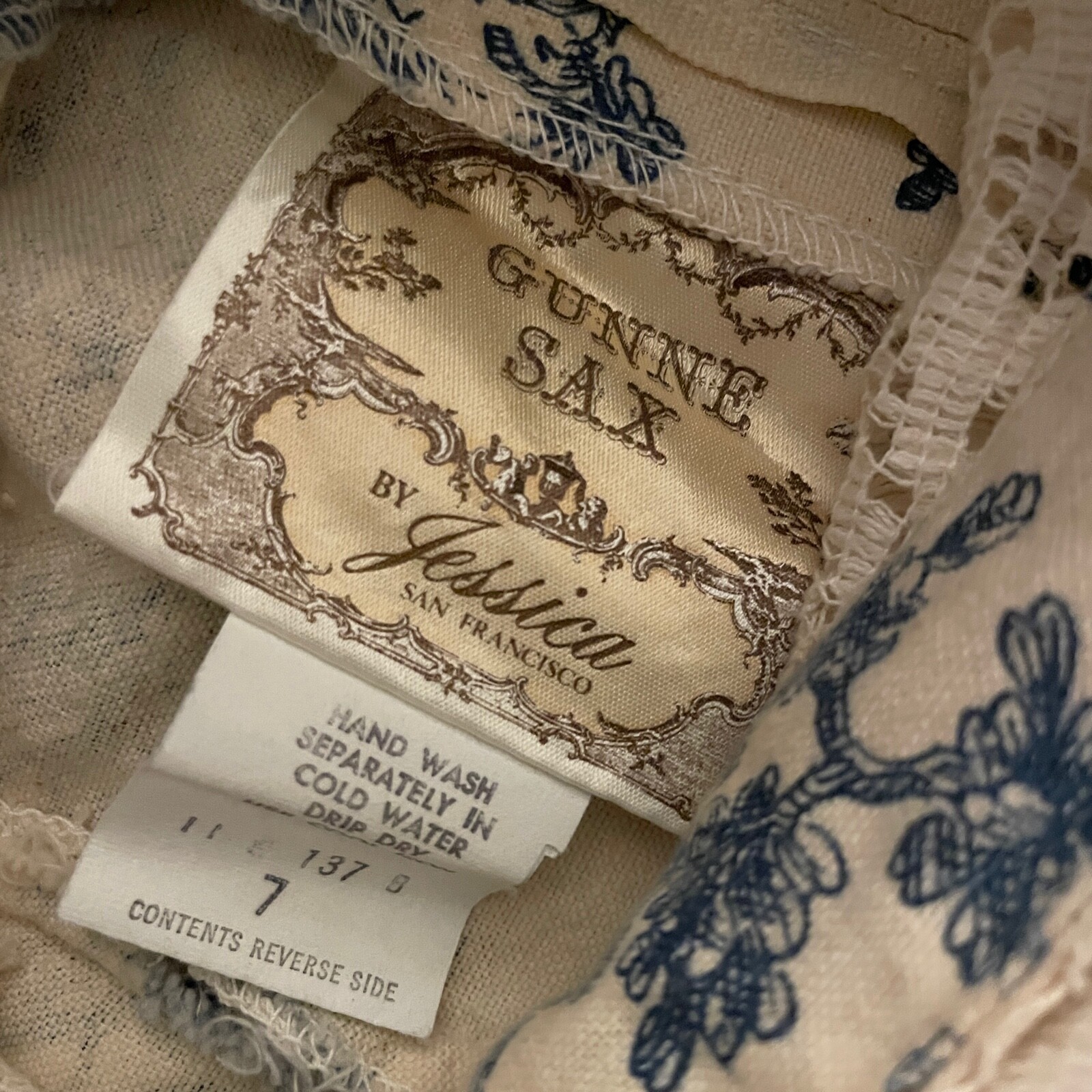 RARE Vintage 1970’s Gunne Sax Jessica Mcclintock Toile De Jouy Dress, stunning!!