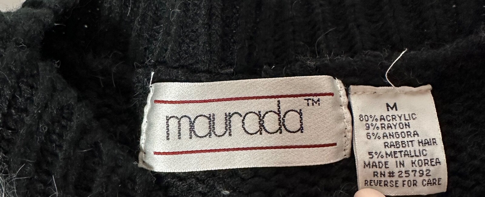 Vintage 80s 90s Maurada Black White Silver Geometric Diamond Holiday Sweater