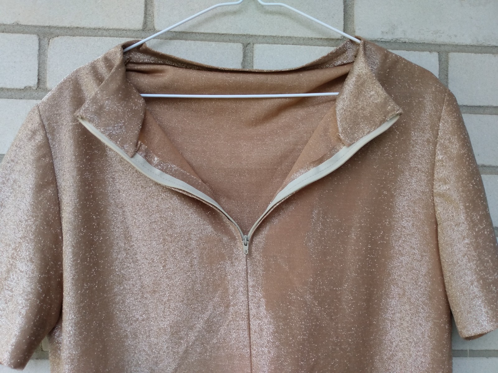 Vintage 60s Metallic Sparkle Shirt 41″ Bust Retro Pullover Blouse Top Fitted
