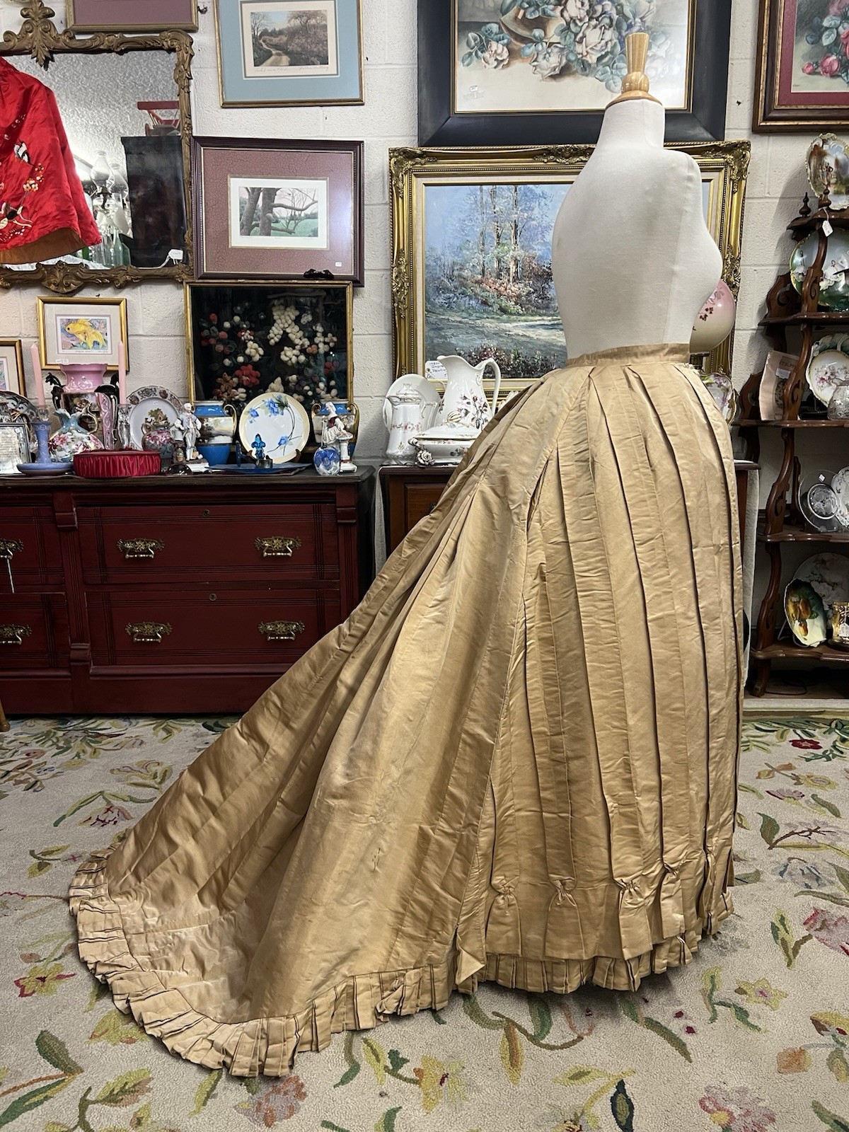 1860’s Gold Silk Ballgown Skirt Antique