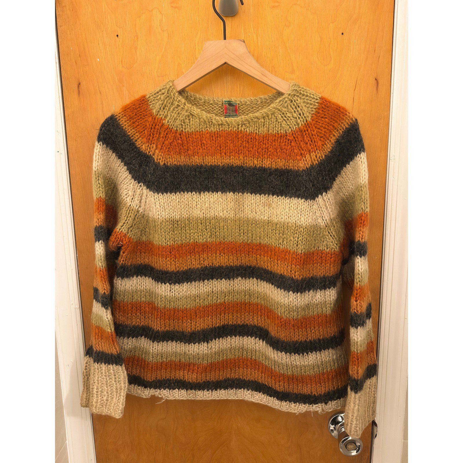Vintage 1960s Ilaria Mohair Blend Wool Striped Sweater Made in Italy Size 38
