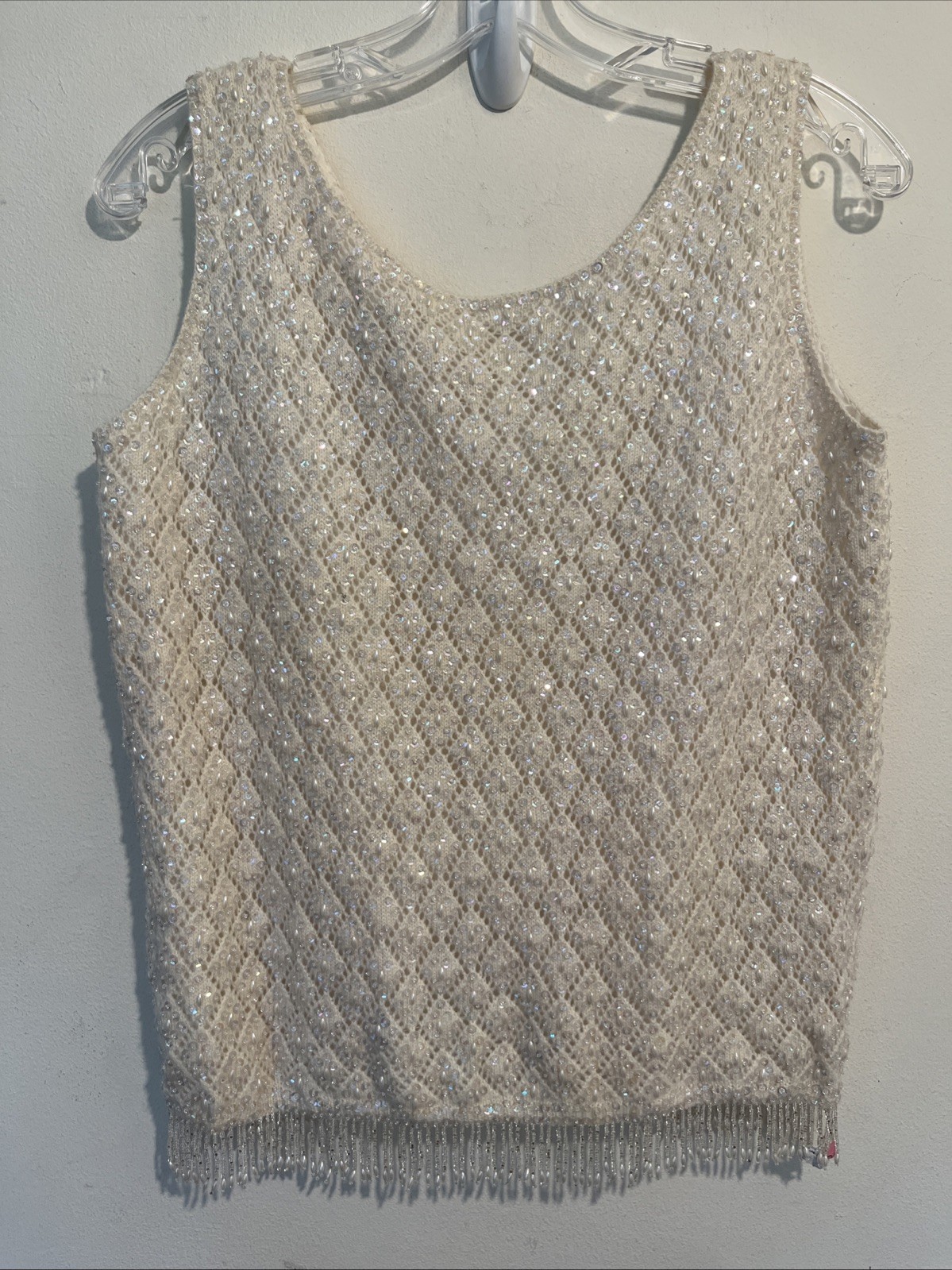 Vintage Voquemont 38 100% Pure Wool Handmade Sequin Top