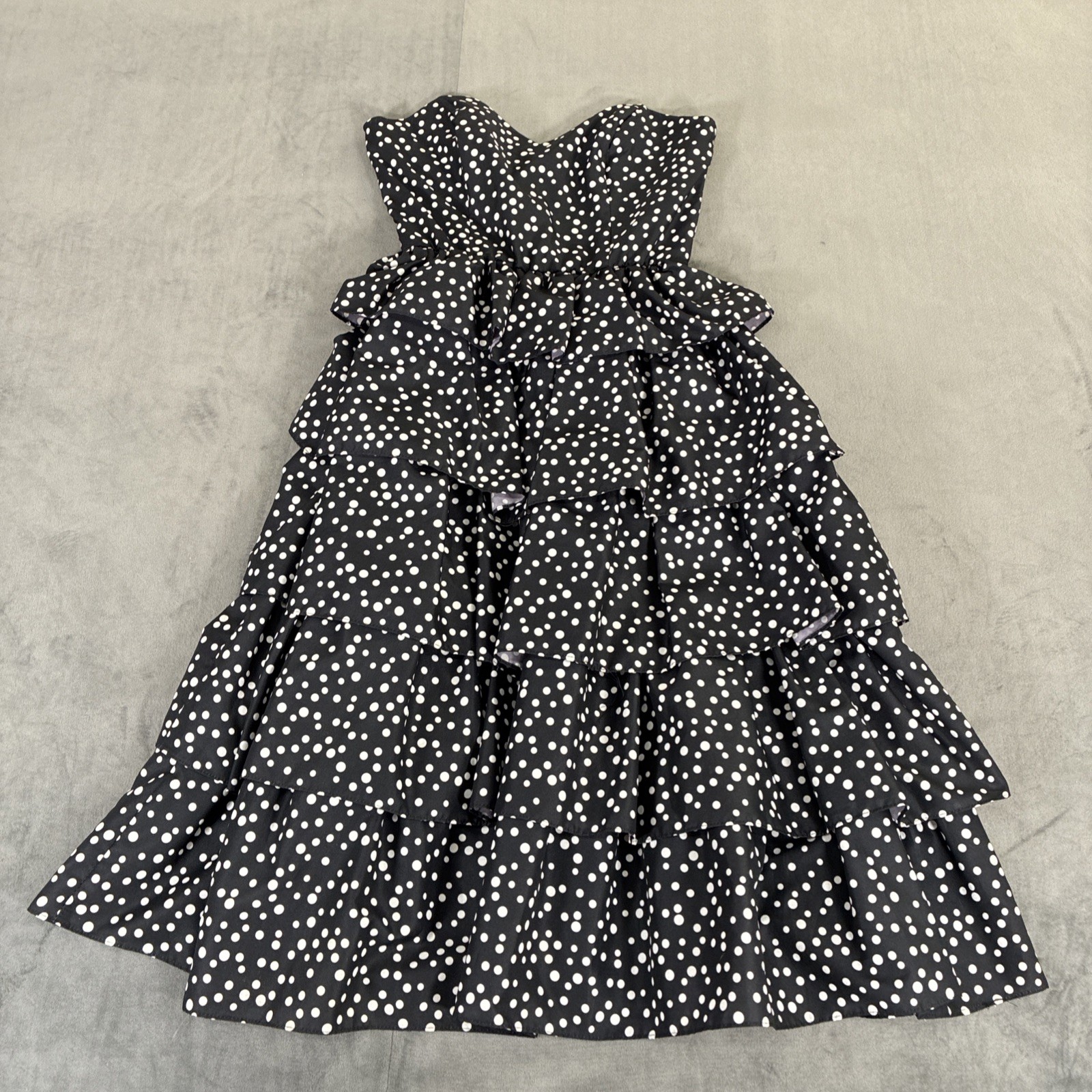 Vintage Diamond’s Run Wayne Diamond Strapless Polka Dot Ruffled Dress Sz. 11/12