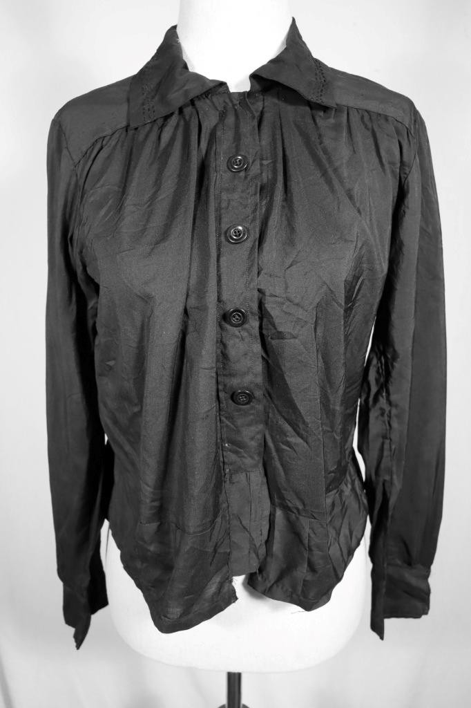 Vintage 1950’s French Black Cotton Blouse Size Medium Excellent Condition