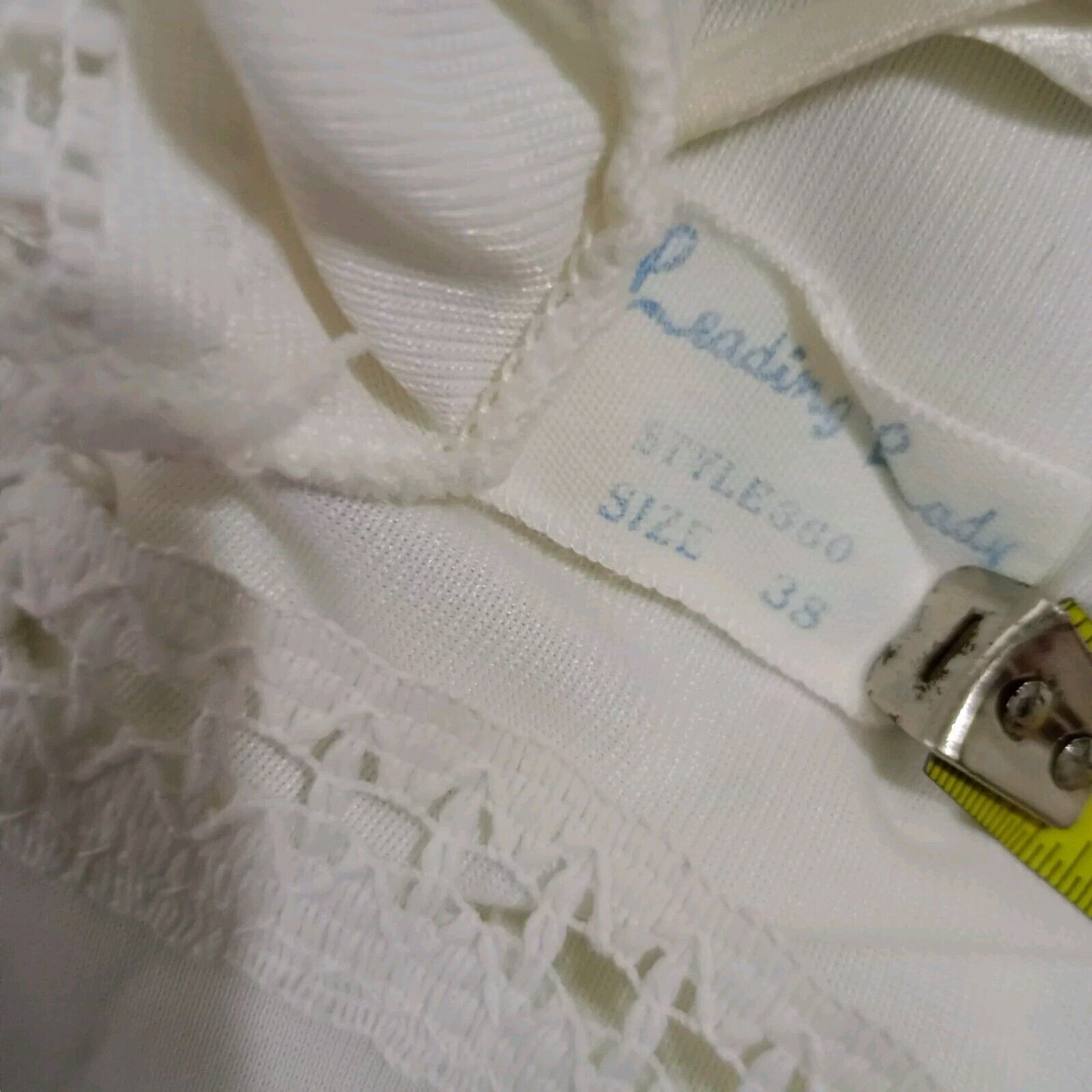 Vintage Leading Lady Sexy Full Slip Lingerie White Nylon Made in USA Size 38