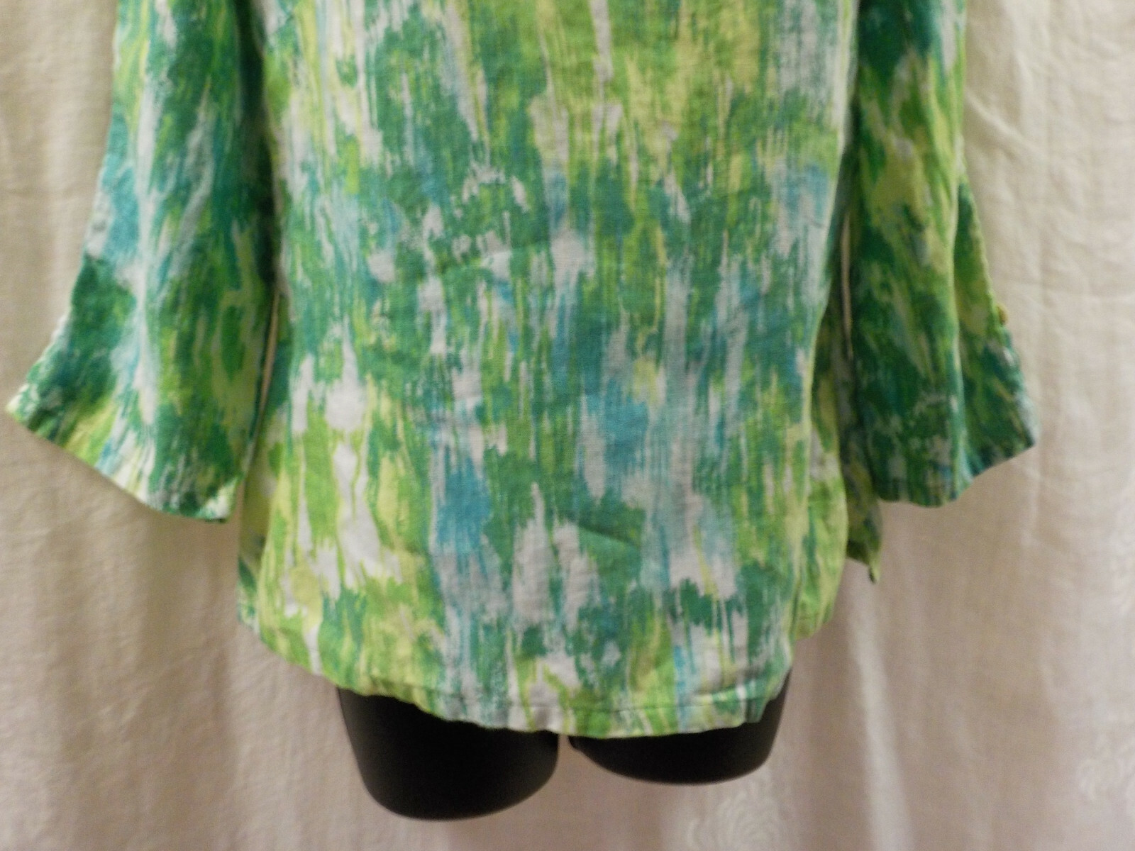Vintage 1980’s Choices Blouse Size S Multi Color 100% Linen 3/4 Sleeves Classic