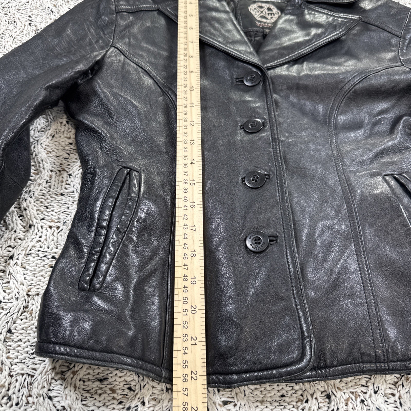 Vintage 90s Wilsons Leather Maxima Women’s Black Leather Jacket Size M Button Fr