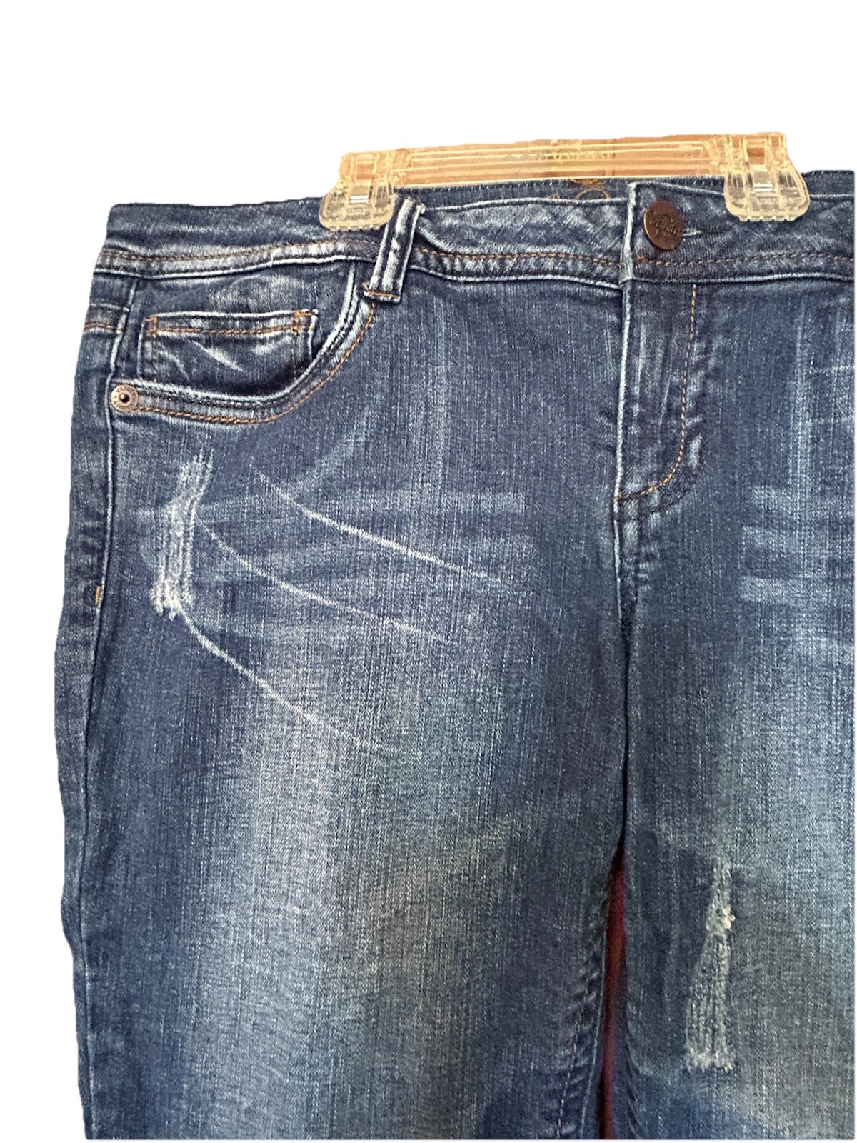 VTG Y2K Vanity Flair Leg Jeans 30 W 35 L Low Rise Pocket Button Flap Grunge
