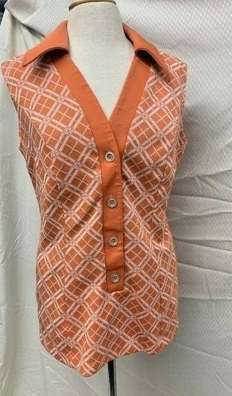 H BAR C ,Vintage 70’s Orange knit pullover tunic. rockabilly, groovy! Large