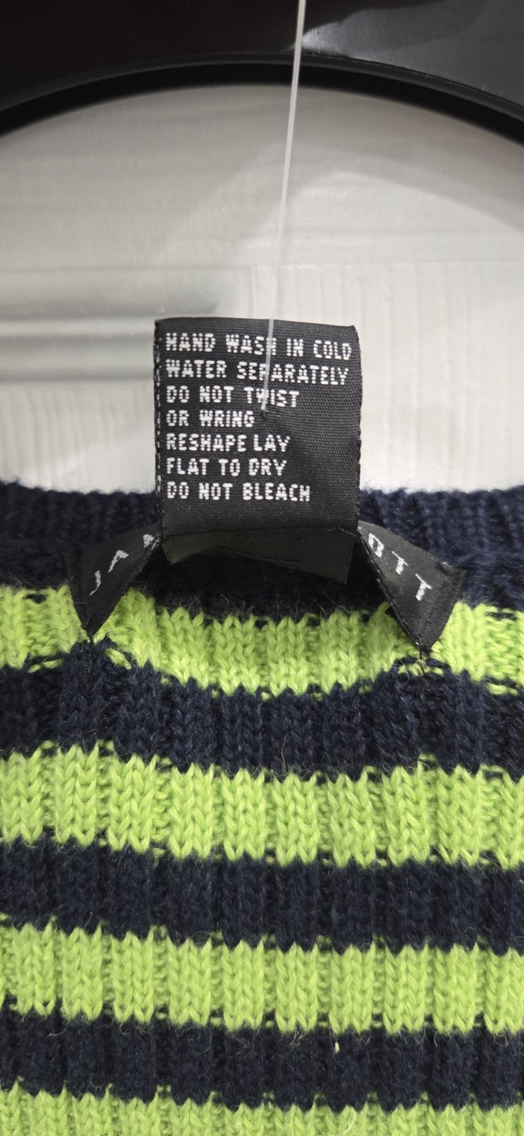 Vintage Jamie Scott NWT Striped Knit Sweater Tank Top Large Lime Green Navy