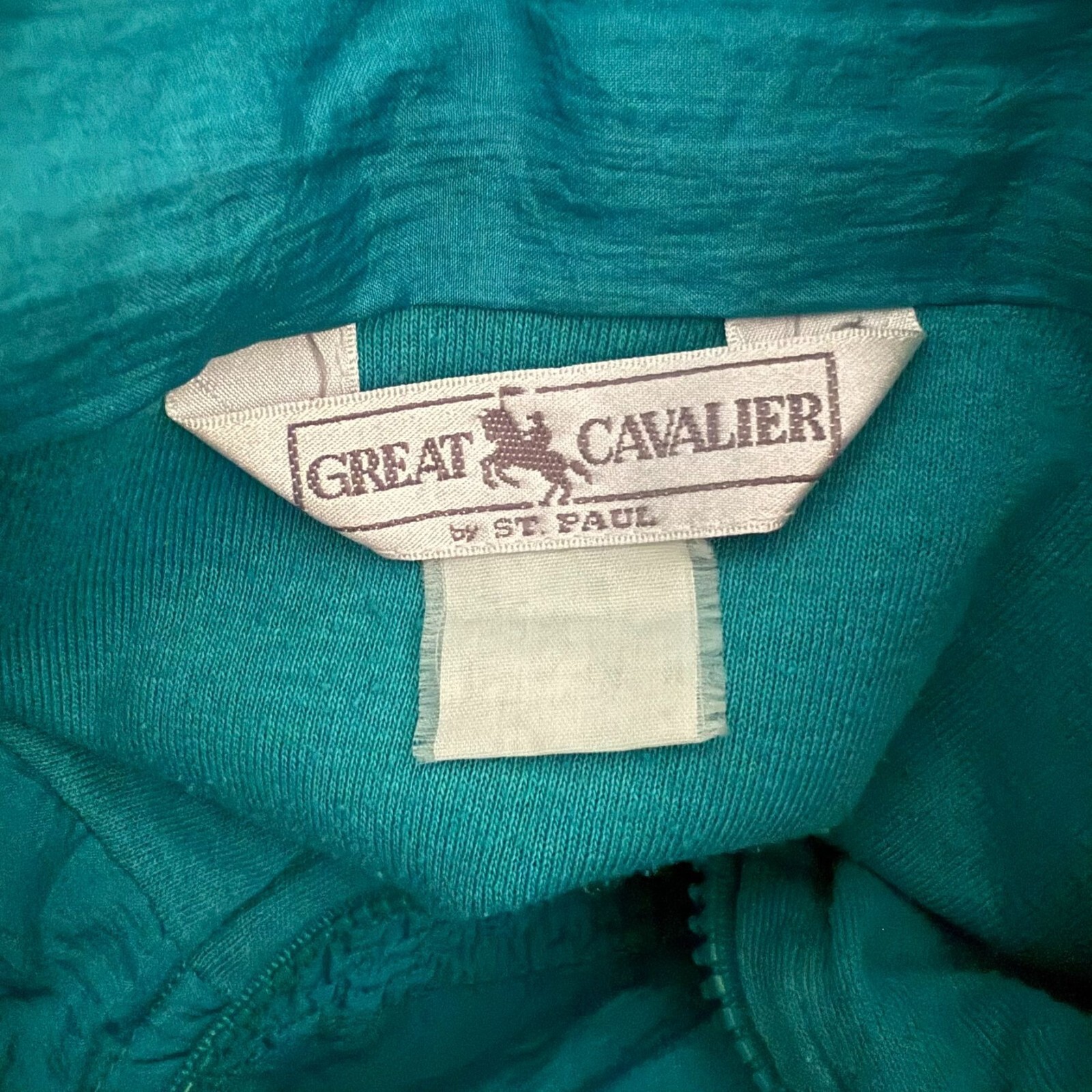 Vintage 1980s Teal Smocked Jacket Retro Sporty Chic Size L to XL