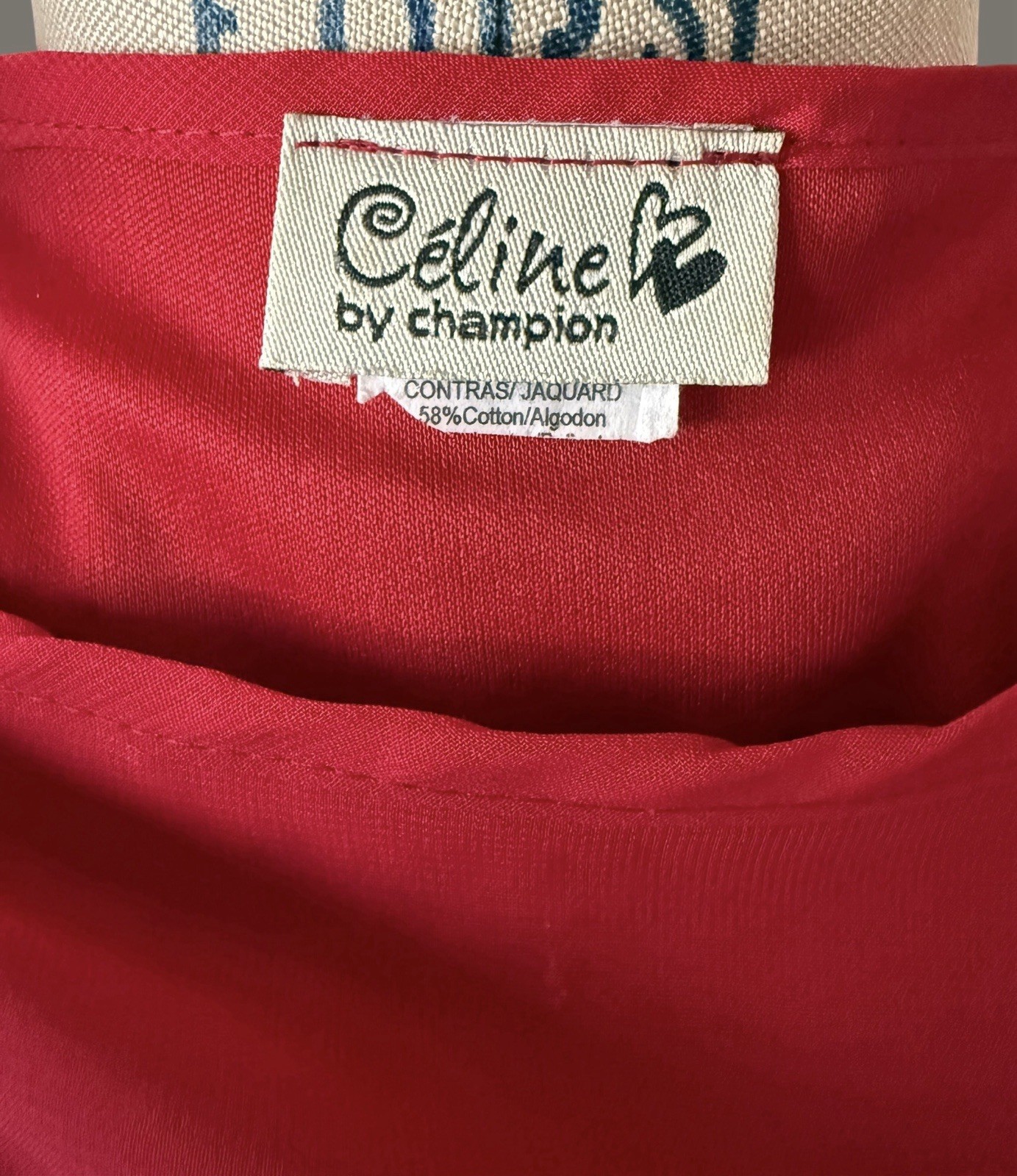 Vintage Celine by Champion Dress Red with Chevron Pattern Gold Trim