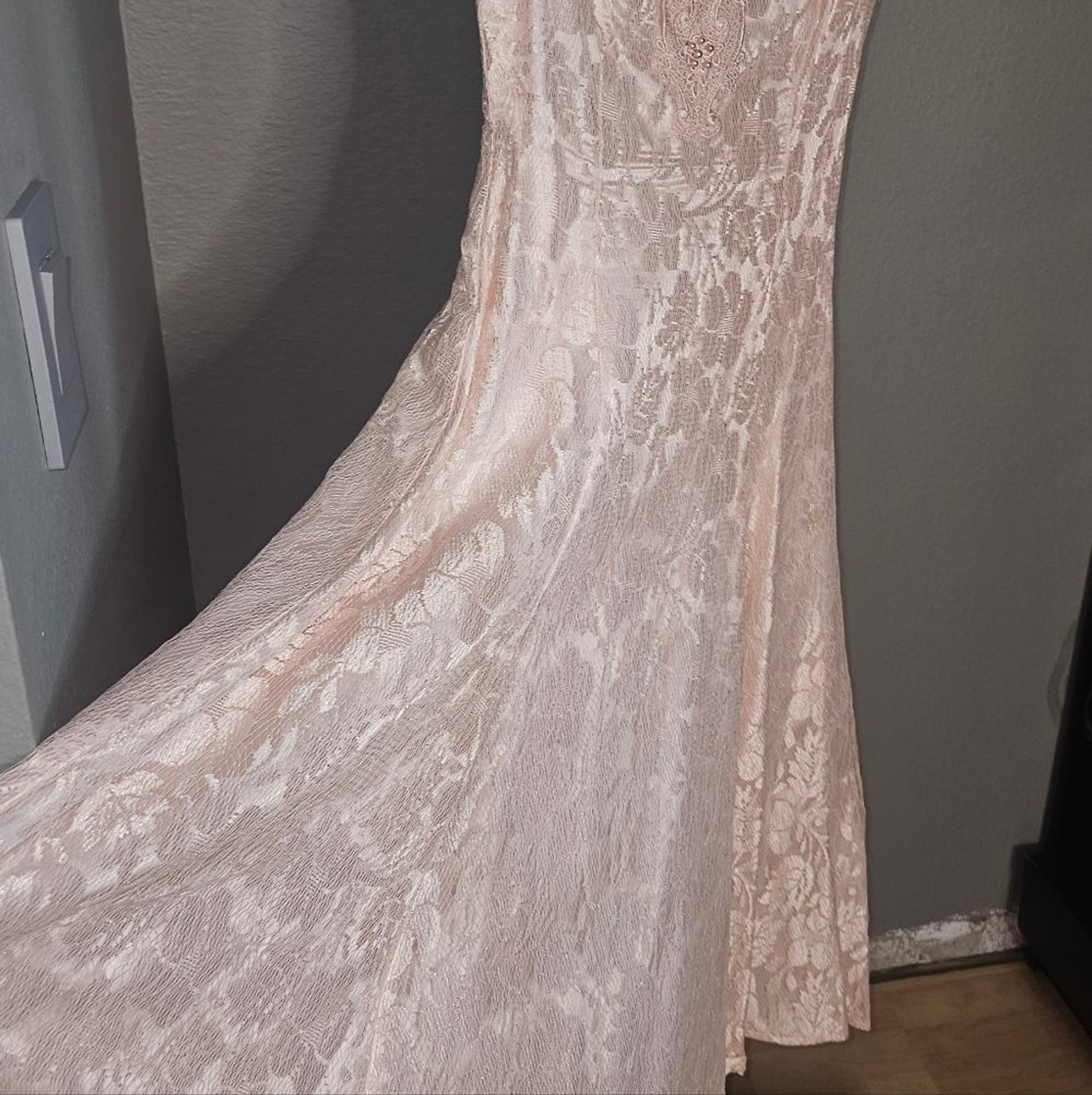 Michaelangelo Vintage Pink Lace Off-Shoulder Midi Dress Small
