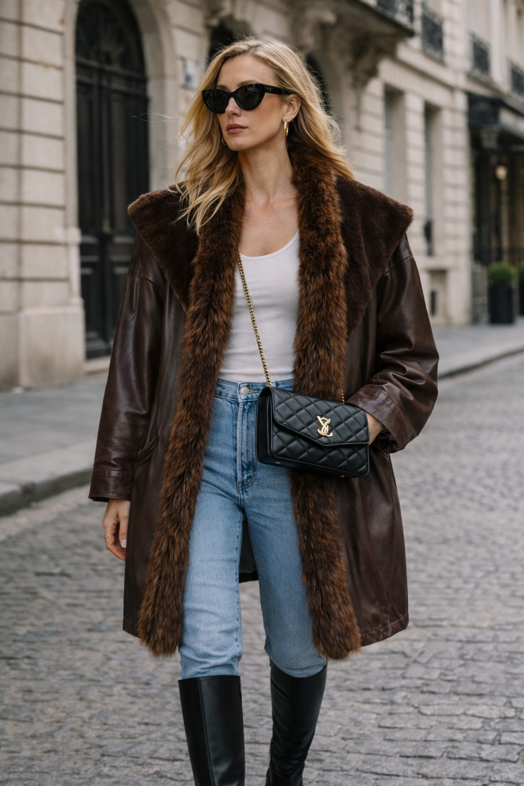 Vintage Leather Coat XL 80s Italy Lamb Nappa Shearling Oversized Venus