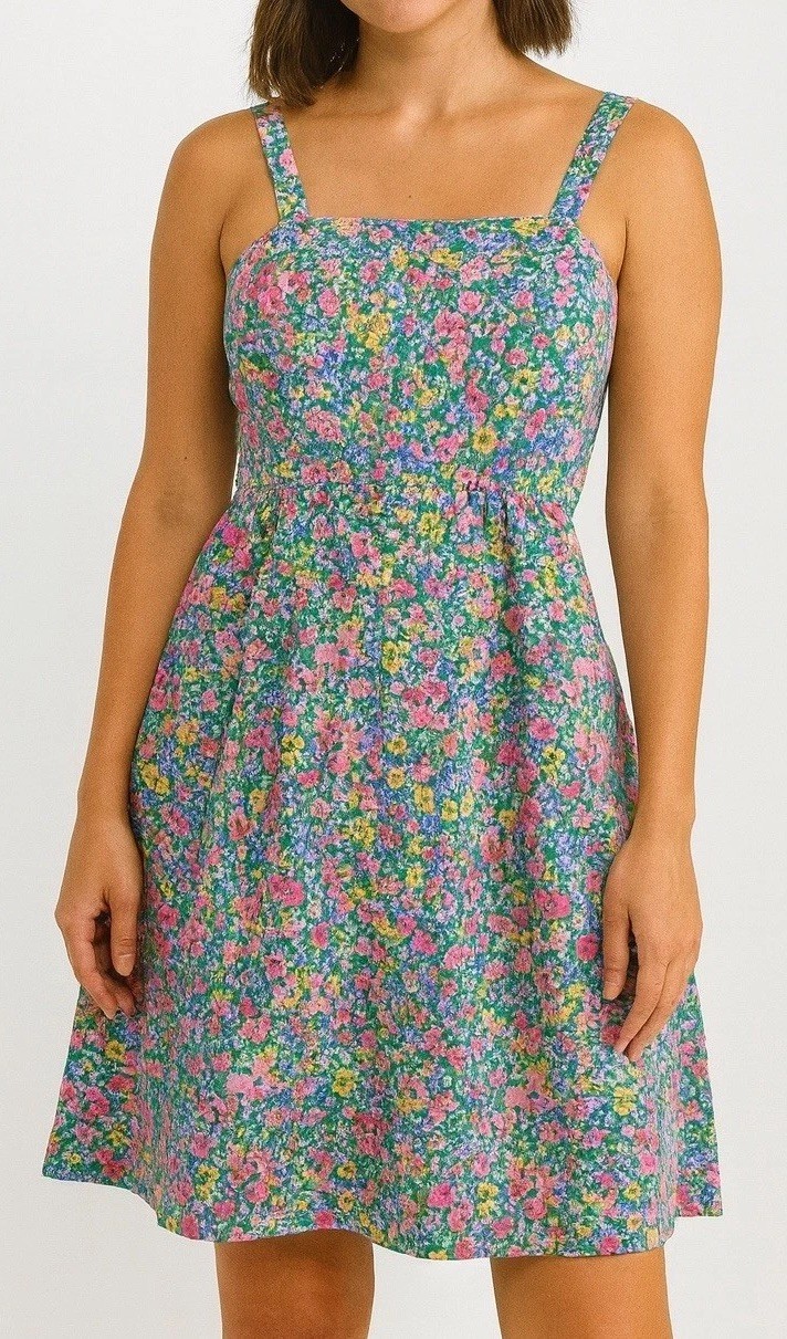 VTG 50s 60s Jenni Floral Midi Dress Sundress Sz XS – Small Pockets Cottagecore
