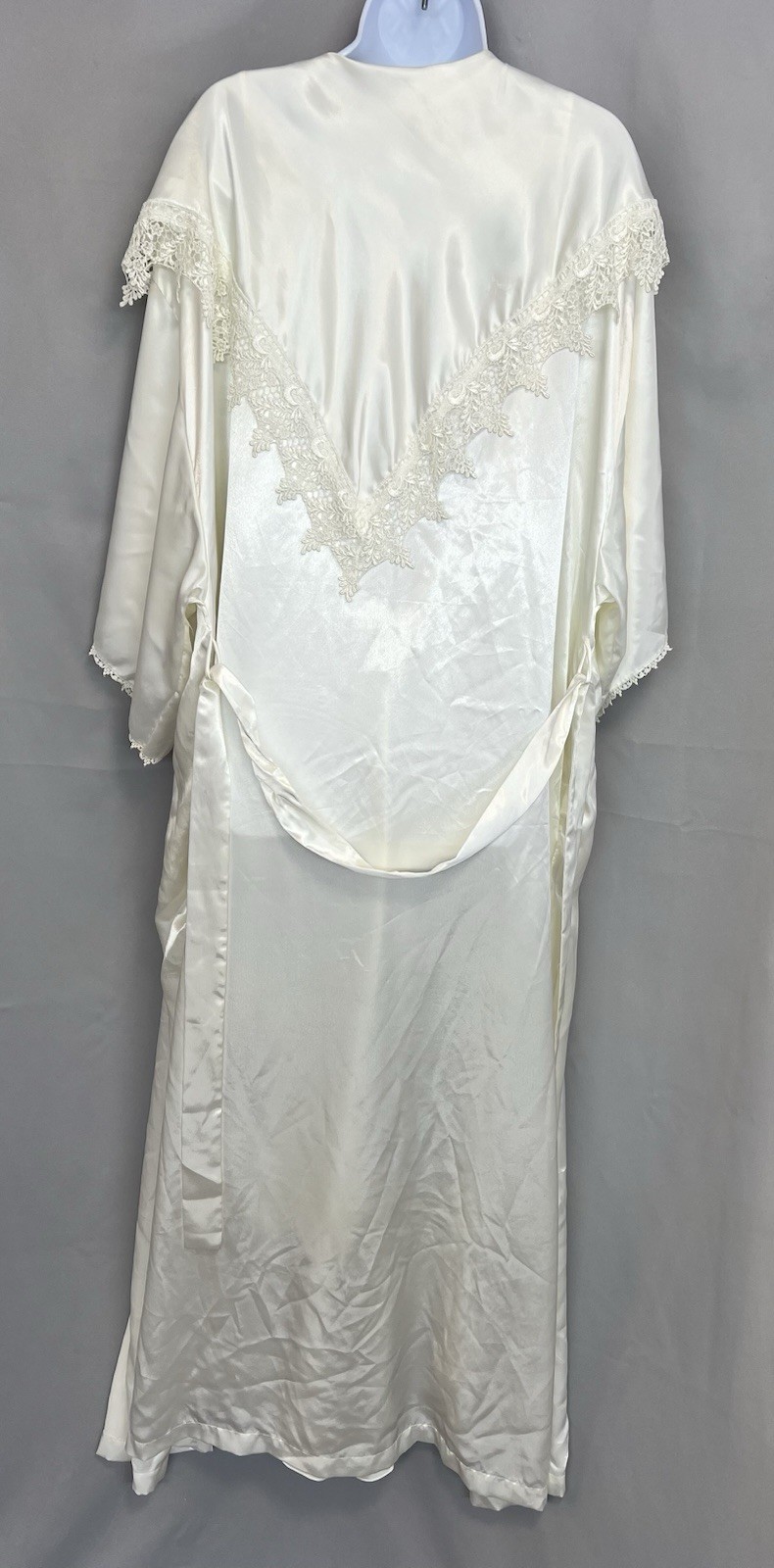 VTG Jessica Lynn Collection Women Set Robe Night Gown Satin L Ivory Chiffon Y2K