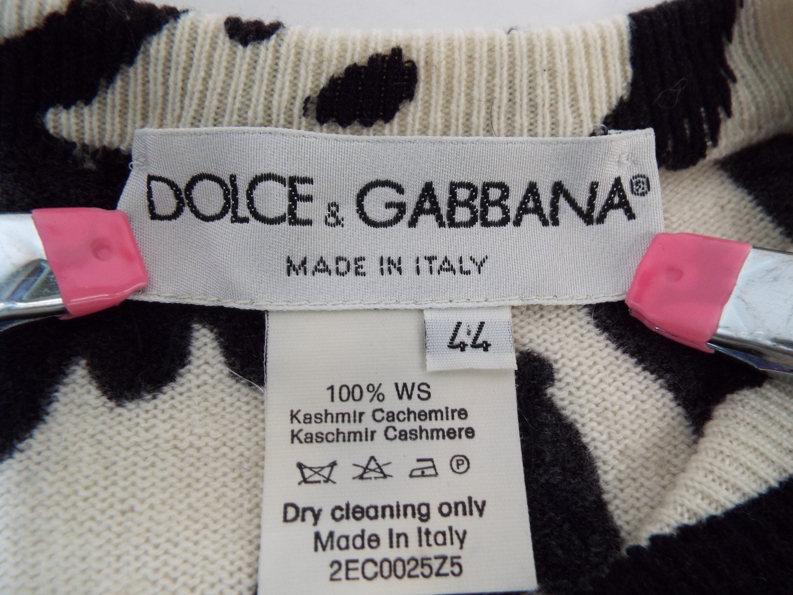 1990s Dolce & Gabbana Sequins Cashmere Zebra Sweater ITALY Size 44 Black & White