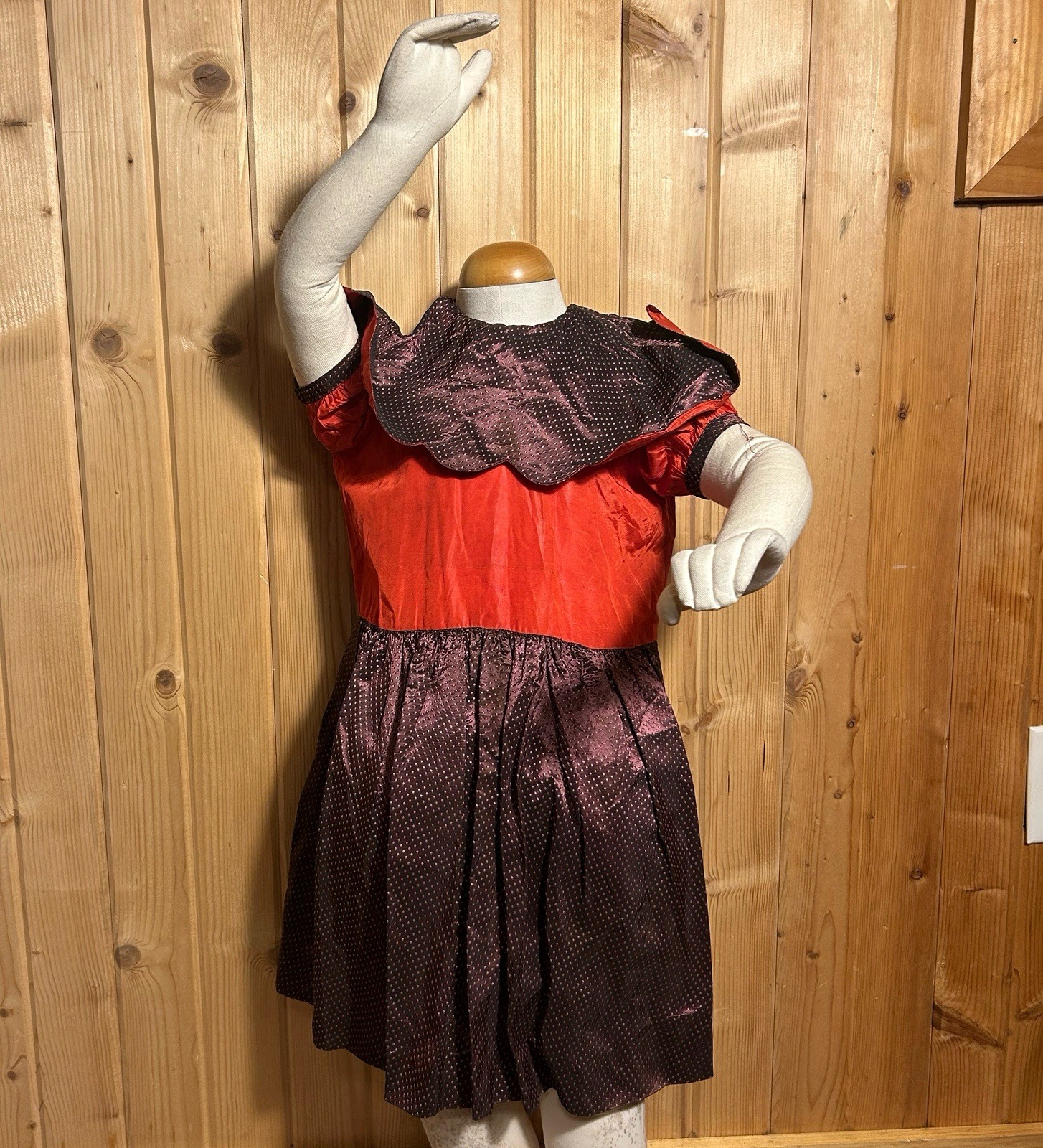 Vtg 50s Dress Set Mommy & Me Matching Plum Taffeta Party Fit Flare 28”W Girls 12