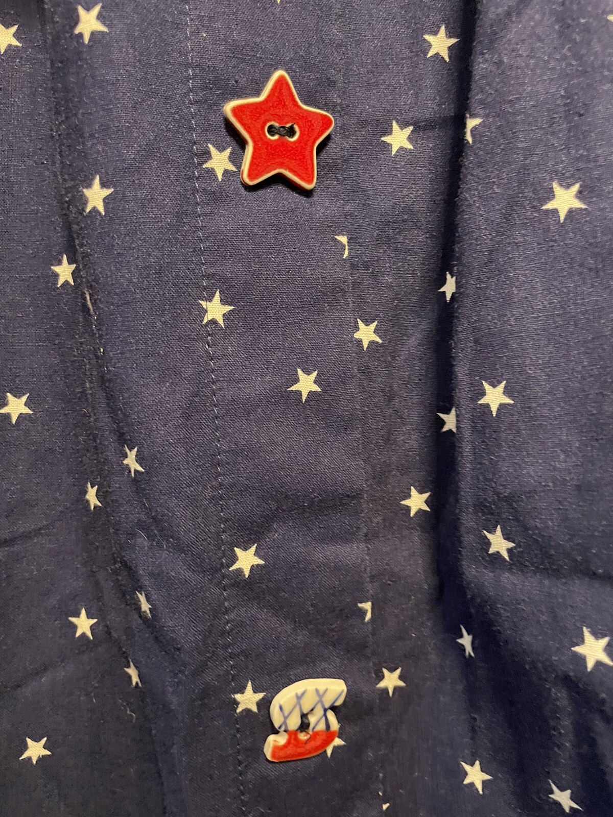 Vtg Dogwood Lane Dress Small Patriotic Navy Stars N Stripes USA American Flag