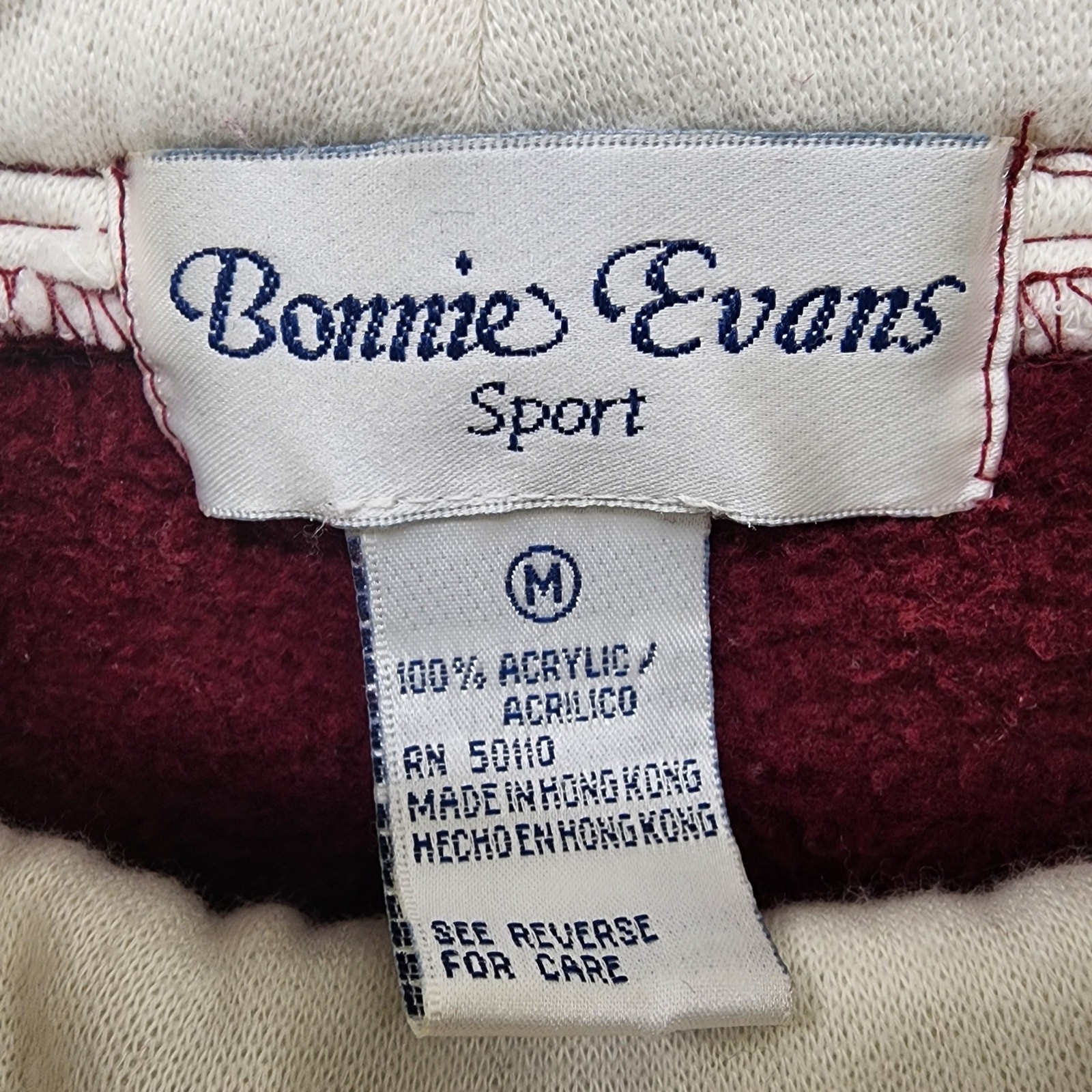 Vintage 90s Bonnie Evans Sport Sweatshirt Women M Funnel Neck Teddy Bears Hearts