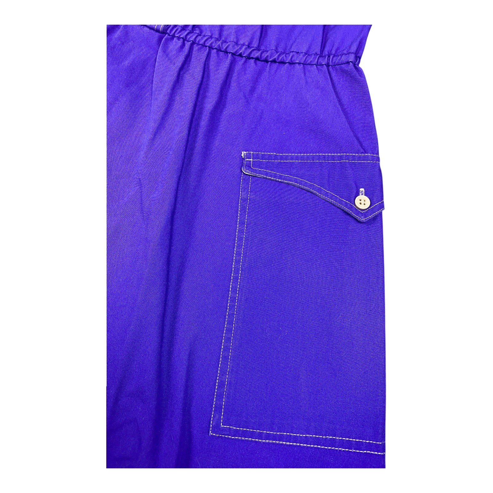 VTG 70’s Shirt Dres 11/12 Purple Western Cinched Waist Utility Pockets Thick