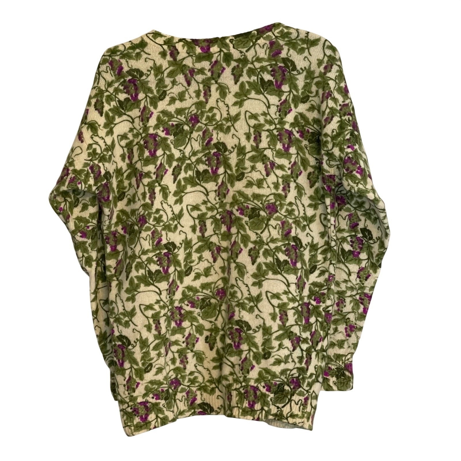 Bleyle Vintage Grape Vine Garden Floral Cardigan Sweater 90s Y2K Grandma