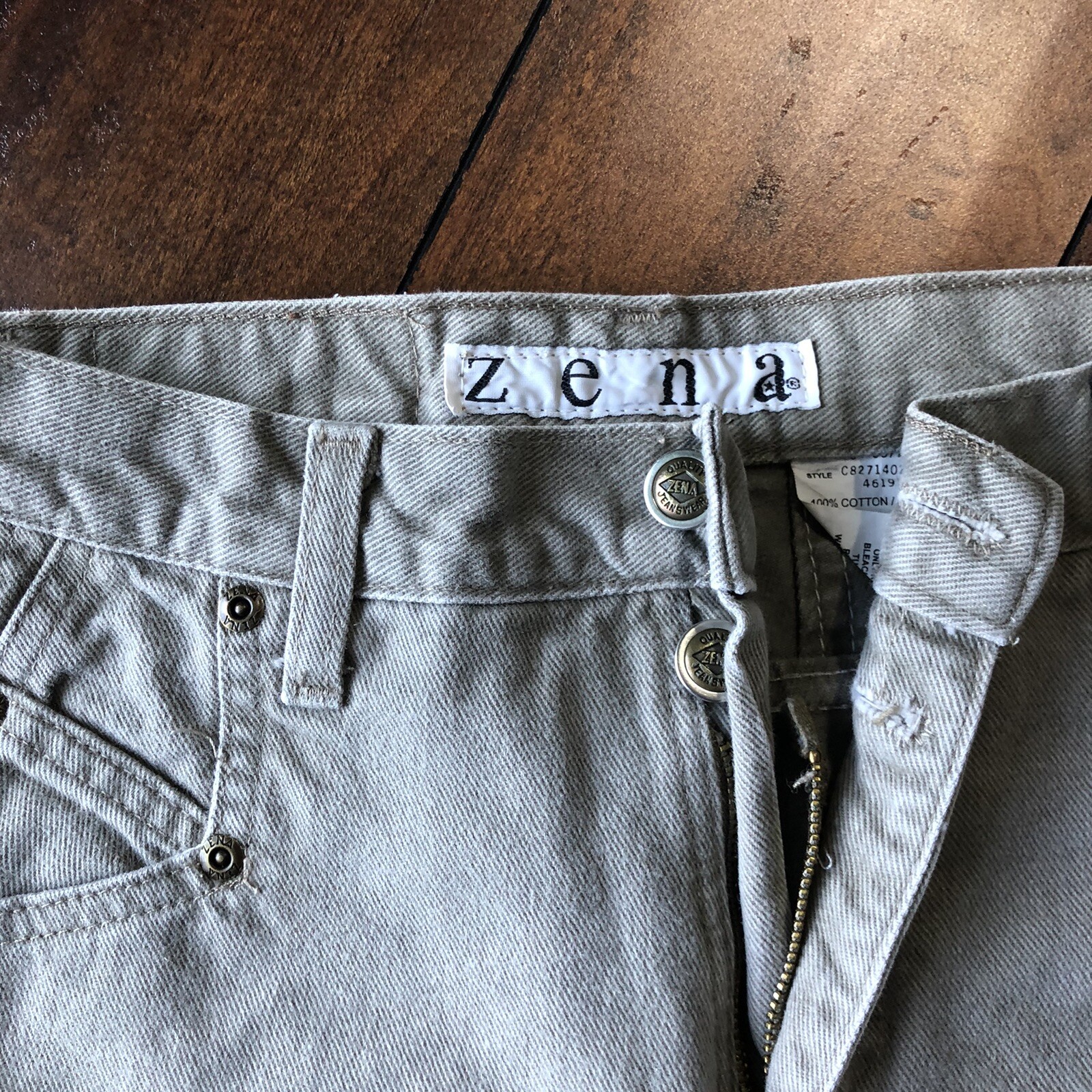 Vintage Zena Mom Jeans Size 8T Faded Green High Rise Tapered Pockets 27×32