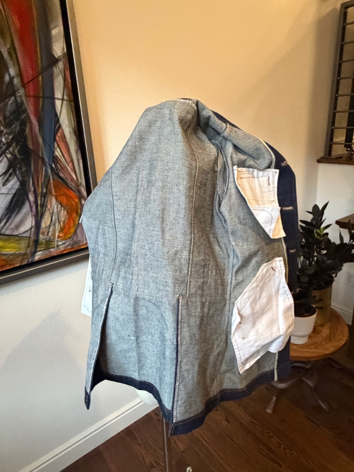 Vintage 70s Palmor’s Denim Jacket Deadstock NWOT Unworn Tunic Orange Stitching