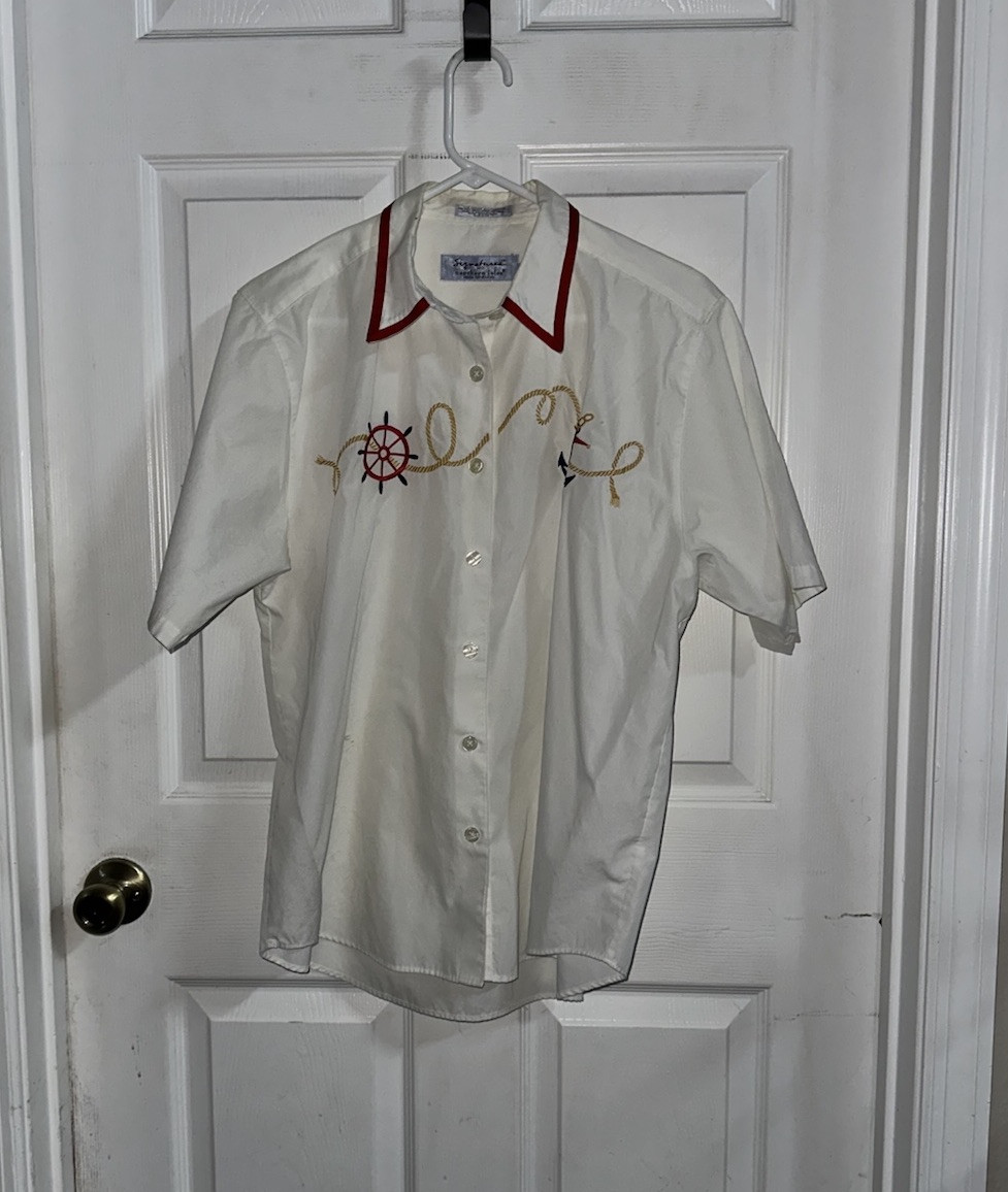 Vintage Nautical Themed Button Up Top by Signatures by Northern Isles 14