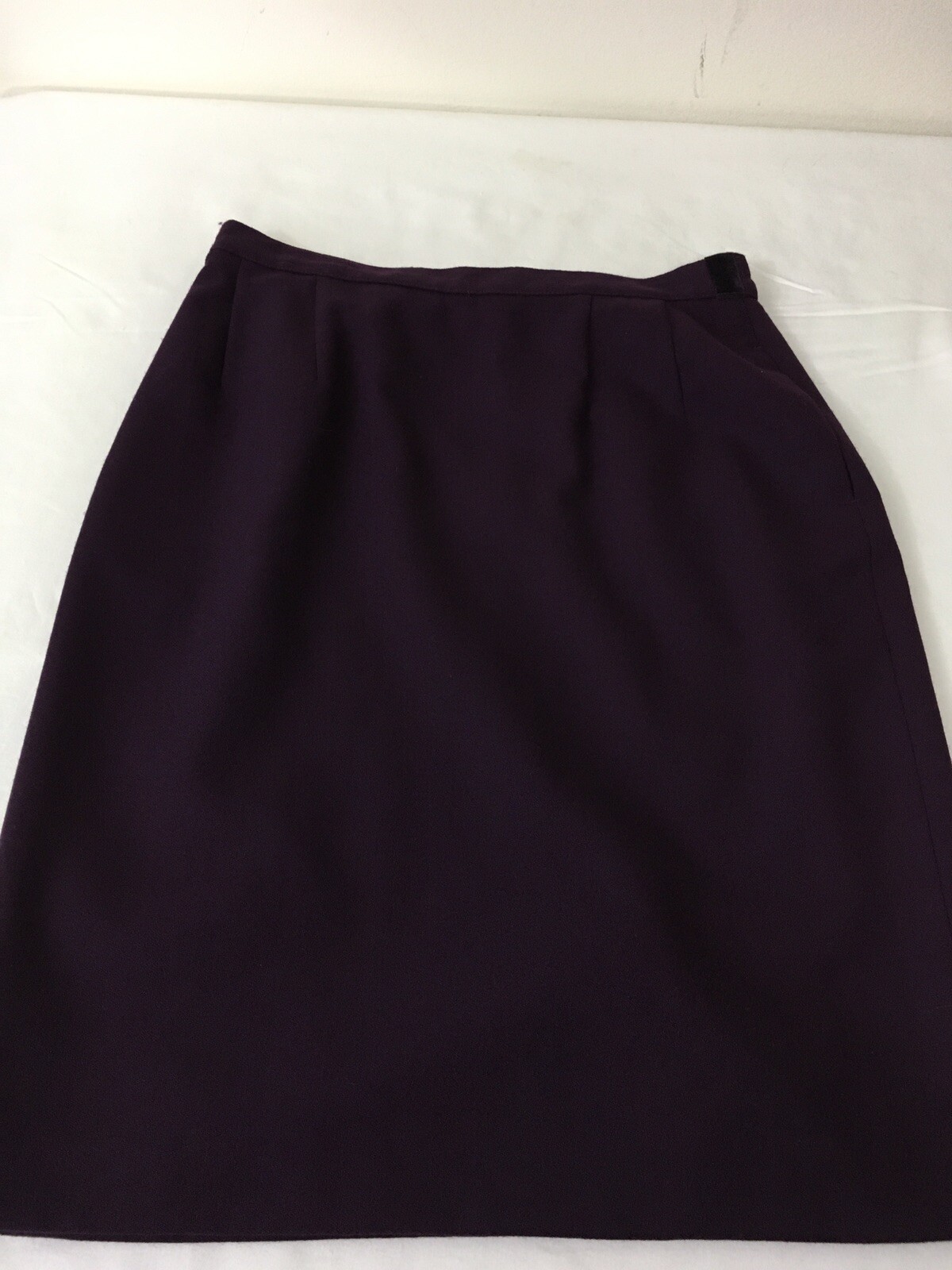 Vintage EMILY 100%Wool StretchWaist Pencil Skirt Jacket Velvet Collar Woman’s 12