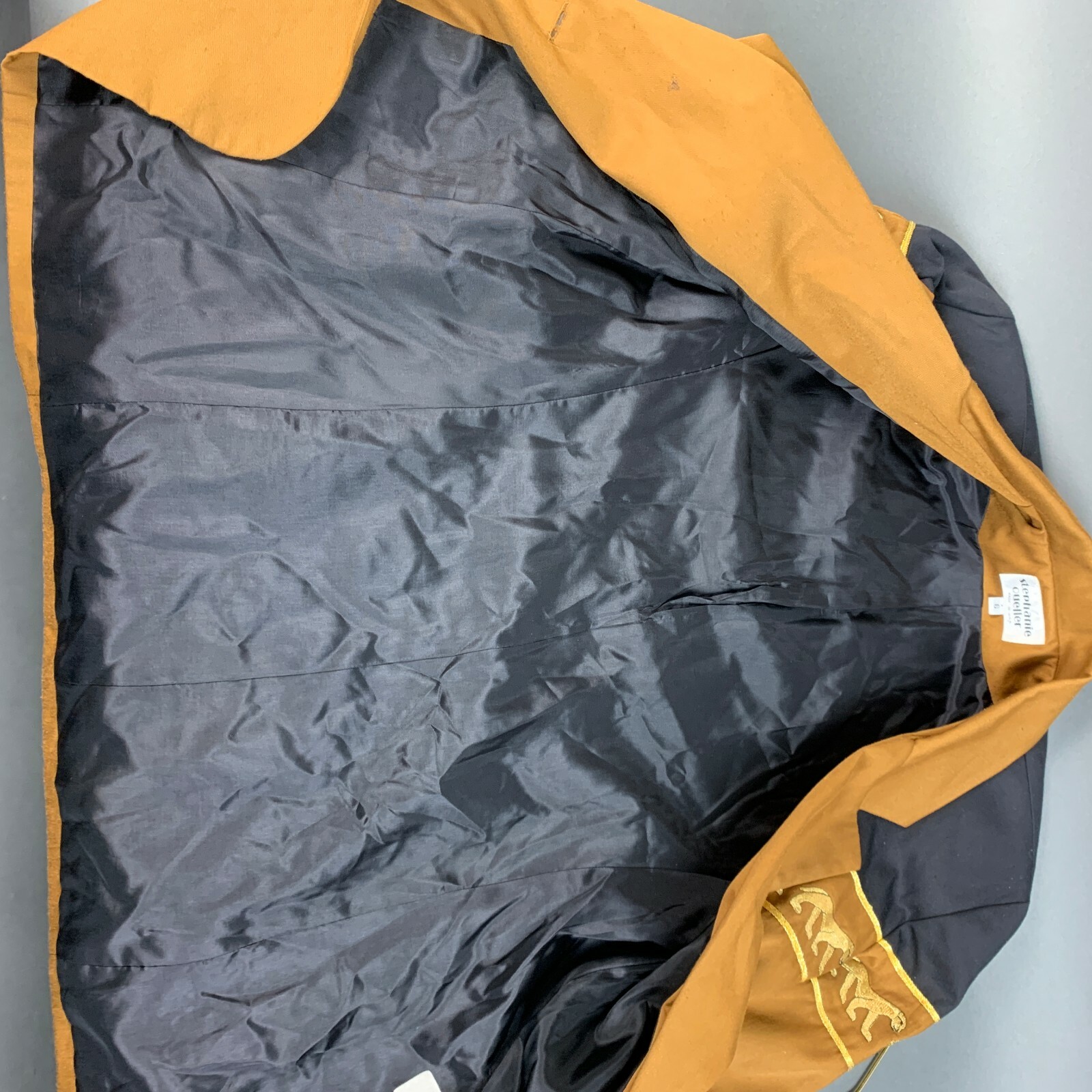 Vintage 1994 Stephanie Queller USA Colorblock Brown Gold Black Jaguar Blazer 6