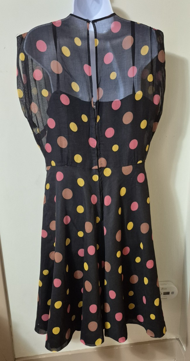 Brielle Creations Original Vintage 50s Dress Polkadots Over Satin Full Skirt