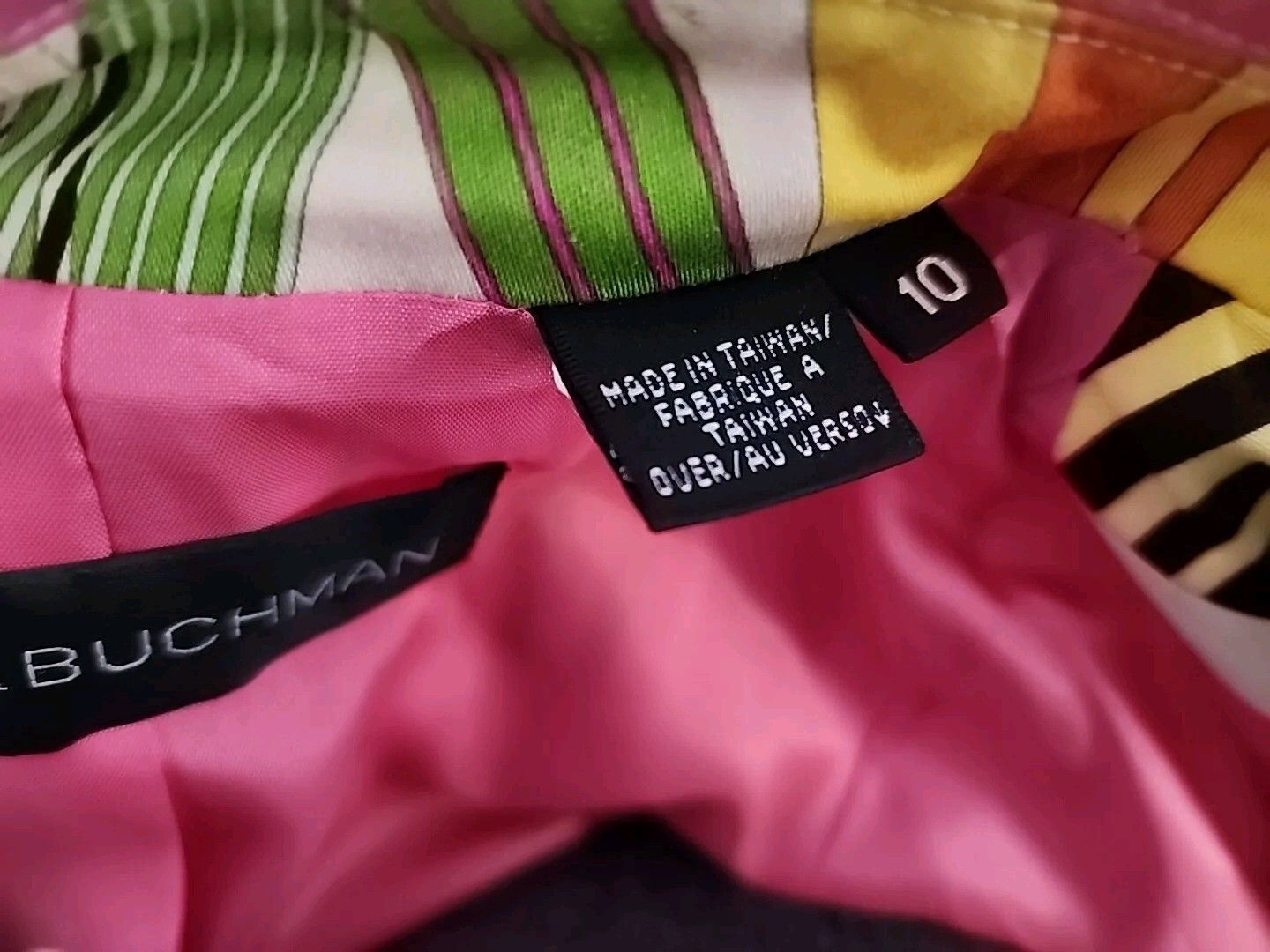 VTG Dana Buchman Blazer Sz10 Women’s Multi Color Coat Jacket Pink Lined Retro