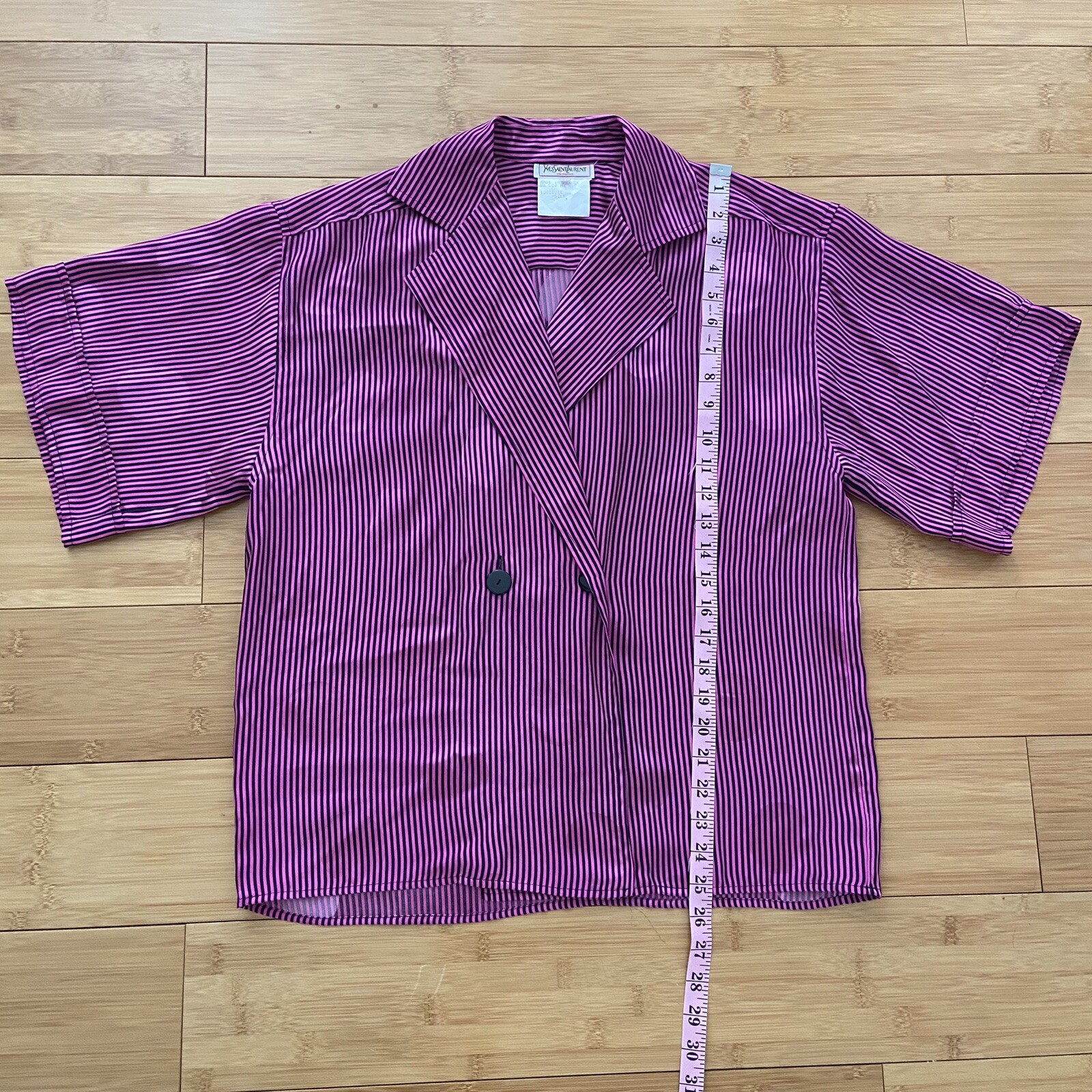 Vintage Yves Saint Laurent Womens Silk Blouse 70s 80s Size 42 YSL Pink Dots