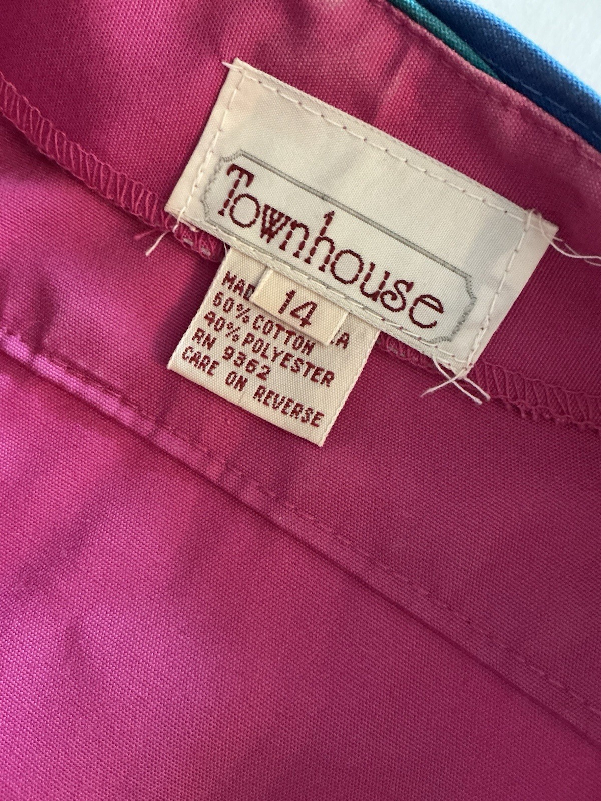 Vintage Day Dress Townhouse 80s Prep Pink Color-block Piping Whimsy 14 M L