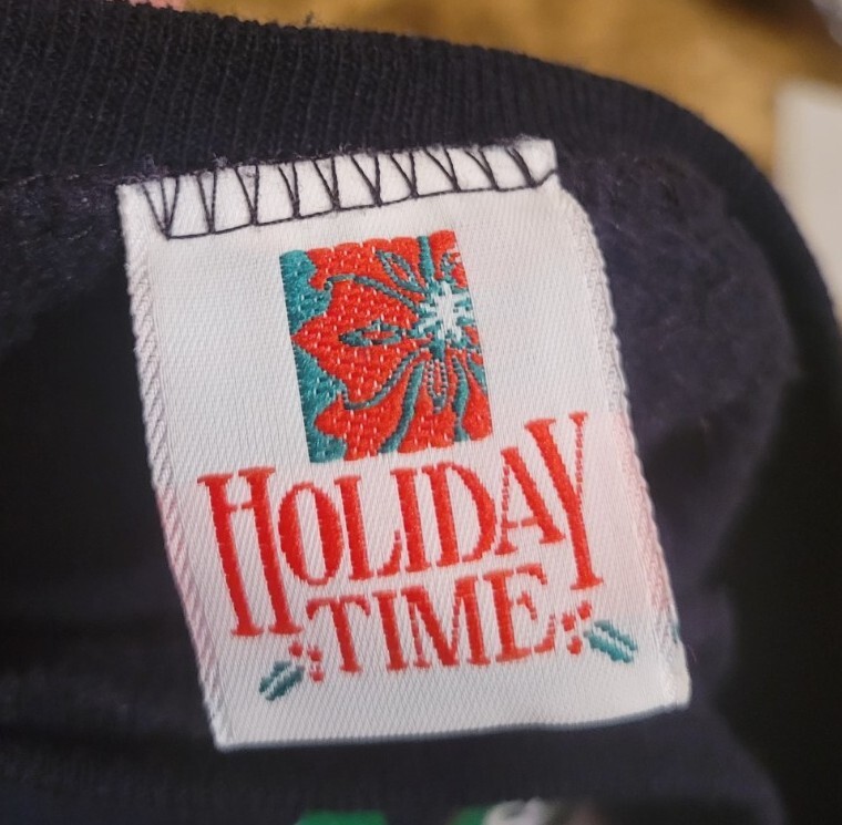 Vtg Holiday Time Sweatshirt Ugly Christmas Sweater Black Puffpaint Snowmen Small