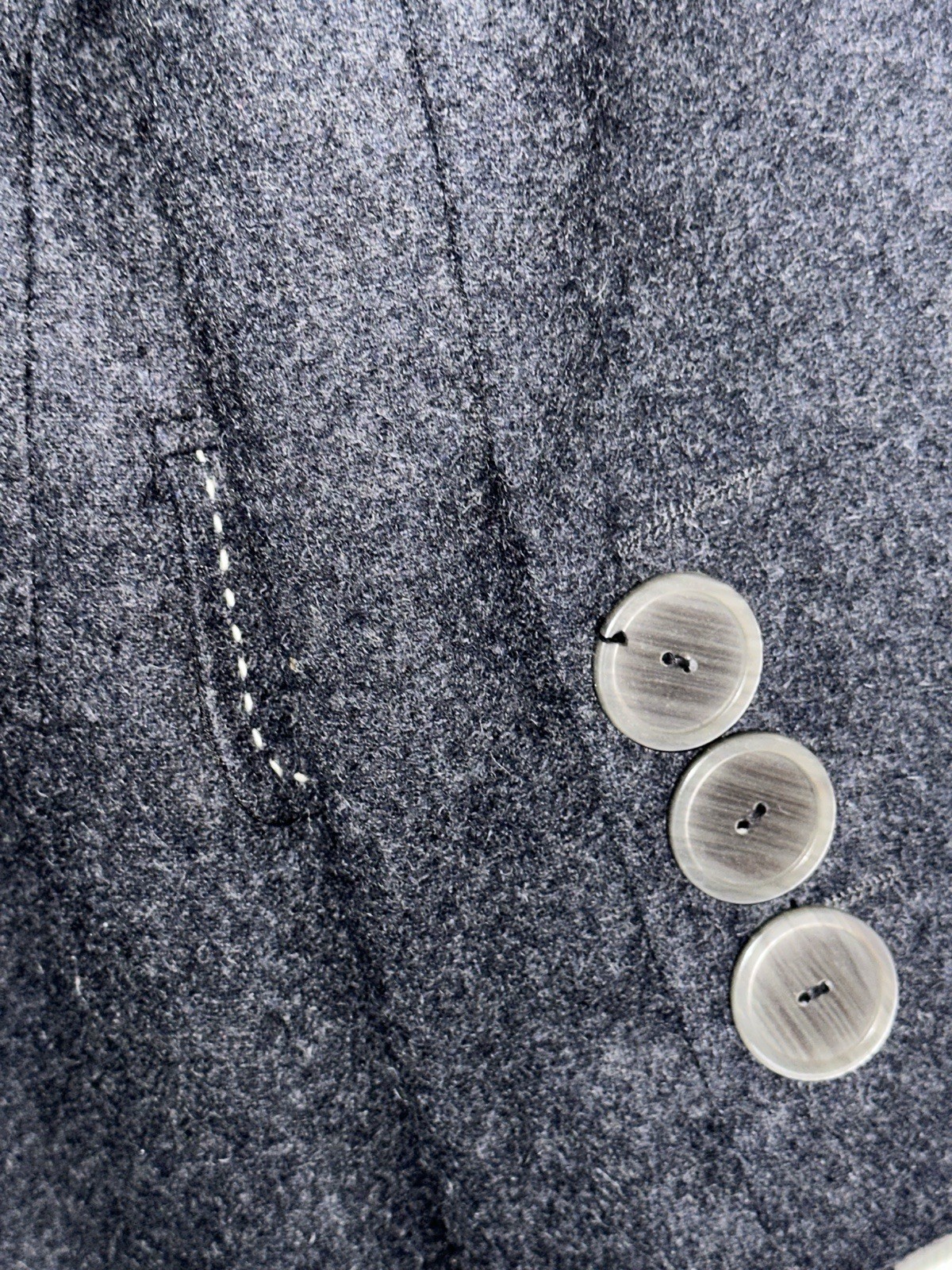 Collection By Harve Benard Gray Wool White Stitching Blazer Jacket 10 Vintage