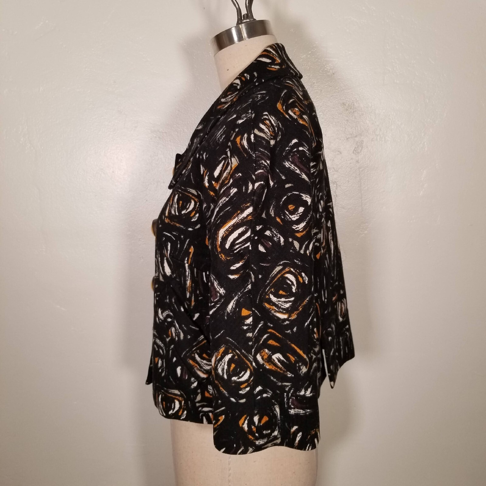 Vintage 6 Elliott Lauren Black and Yellow Cropped Blazer Jacket Mod 60s Style A6