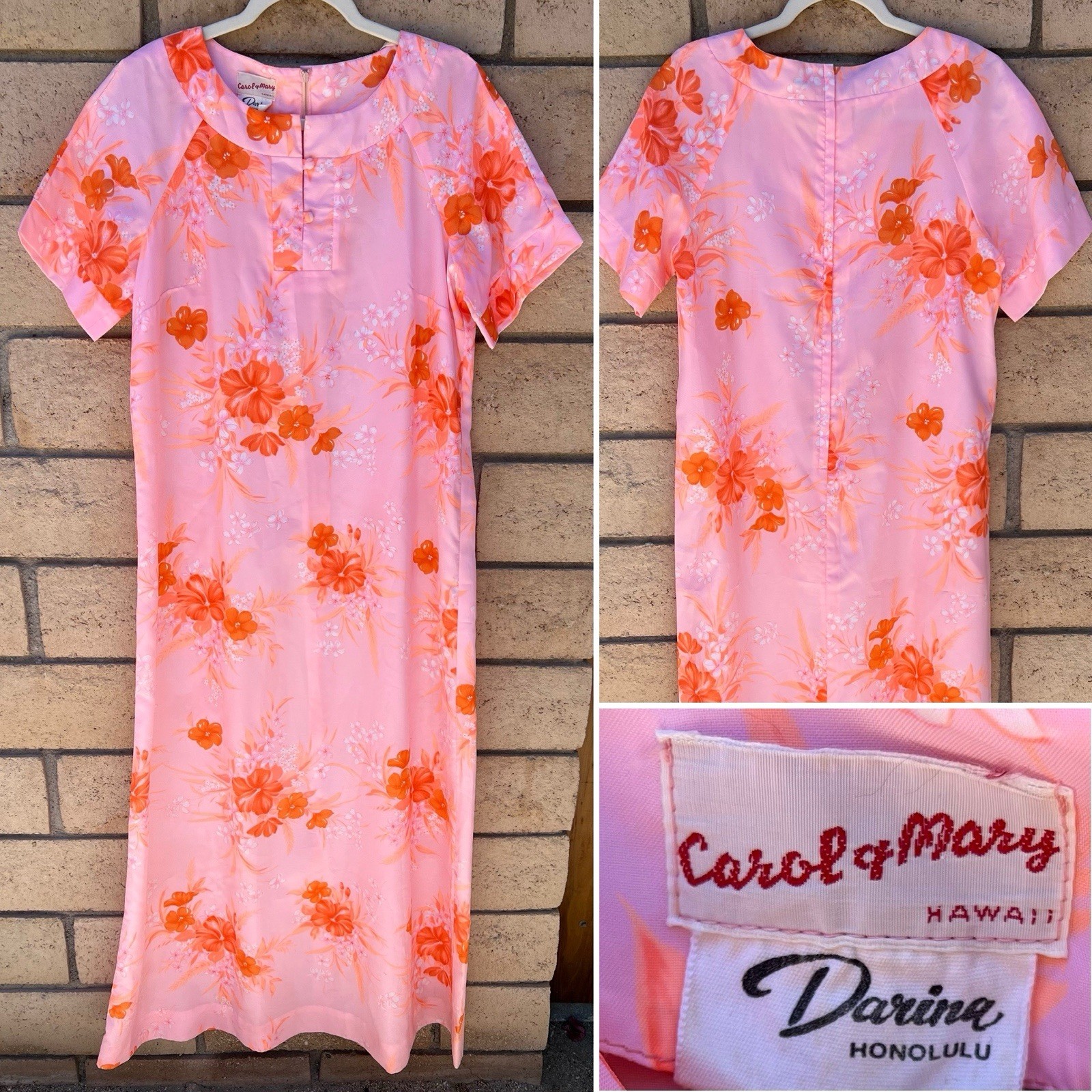 Vintage Carol & Mary Hawaii Darina Honolulu Hawaiian Maxi Dress Tiki Aloha