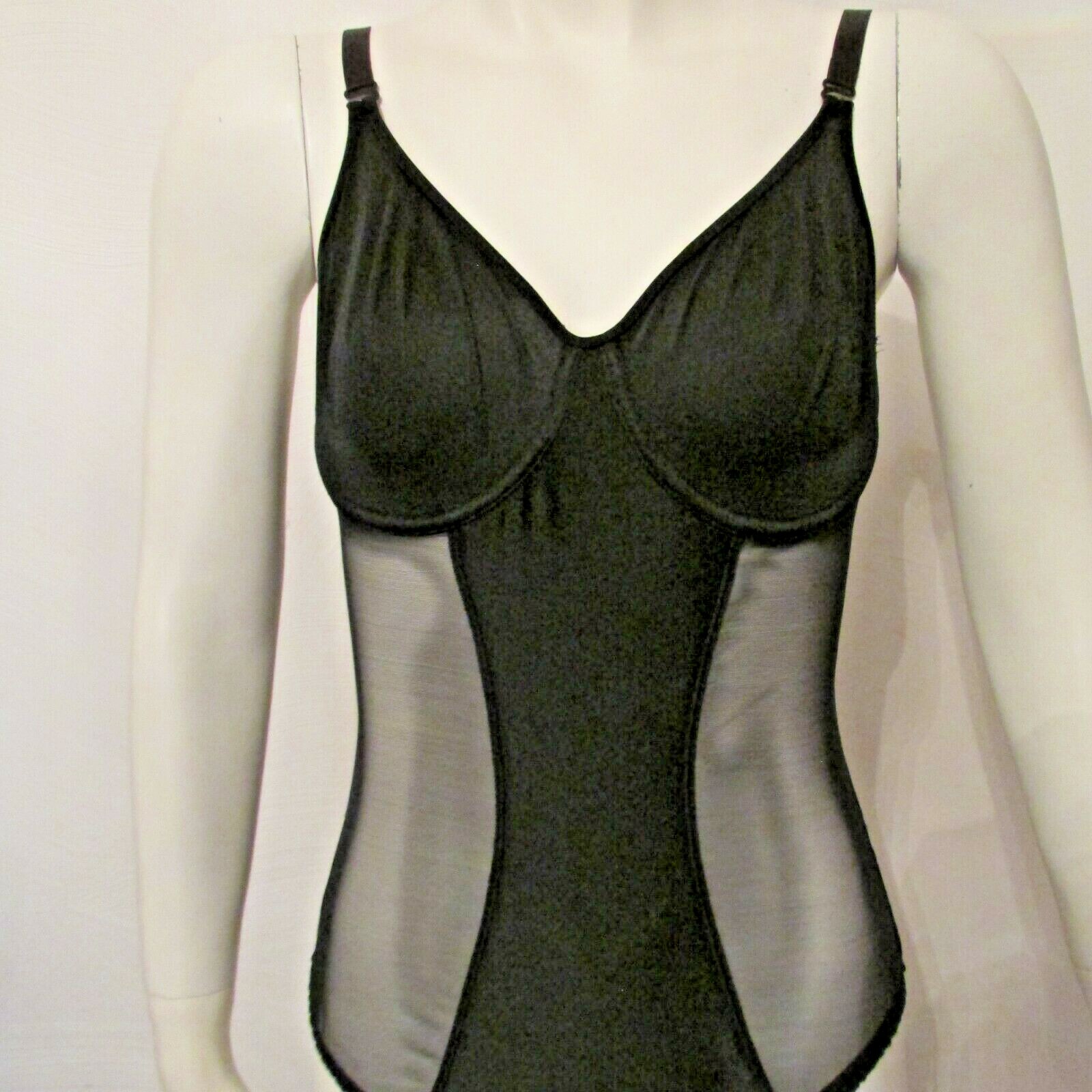 Van Raalte 31345 Body Shaper Briefer Girdle All in One Bodysuit 36C Satin Sheer