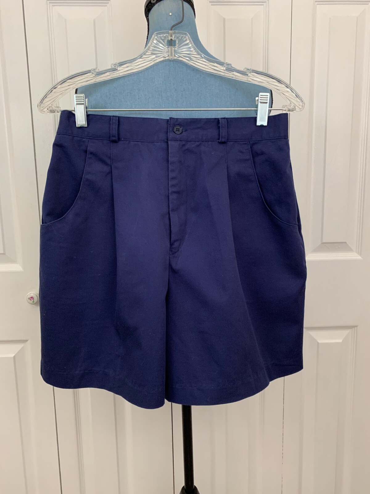 Vintage 1980’s Collections Navy Blue Pleated High Waist Shorts Pockets Size 14