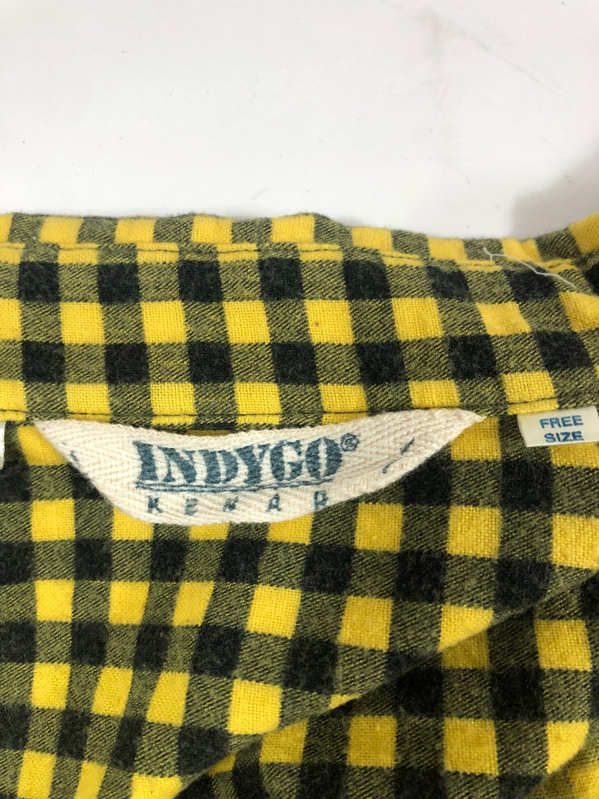 Vintage Indygo Kenar Yellow and Black Flannel Shirt Womens Free Size 100% Cotton