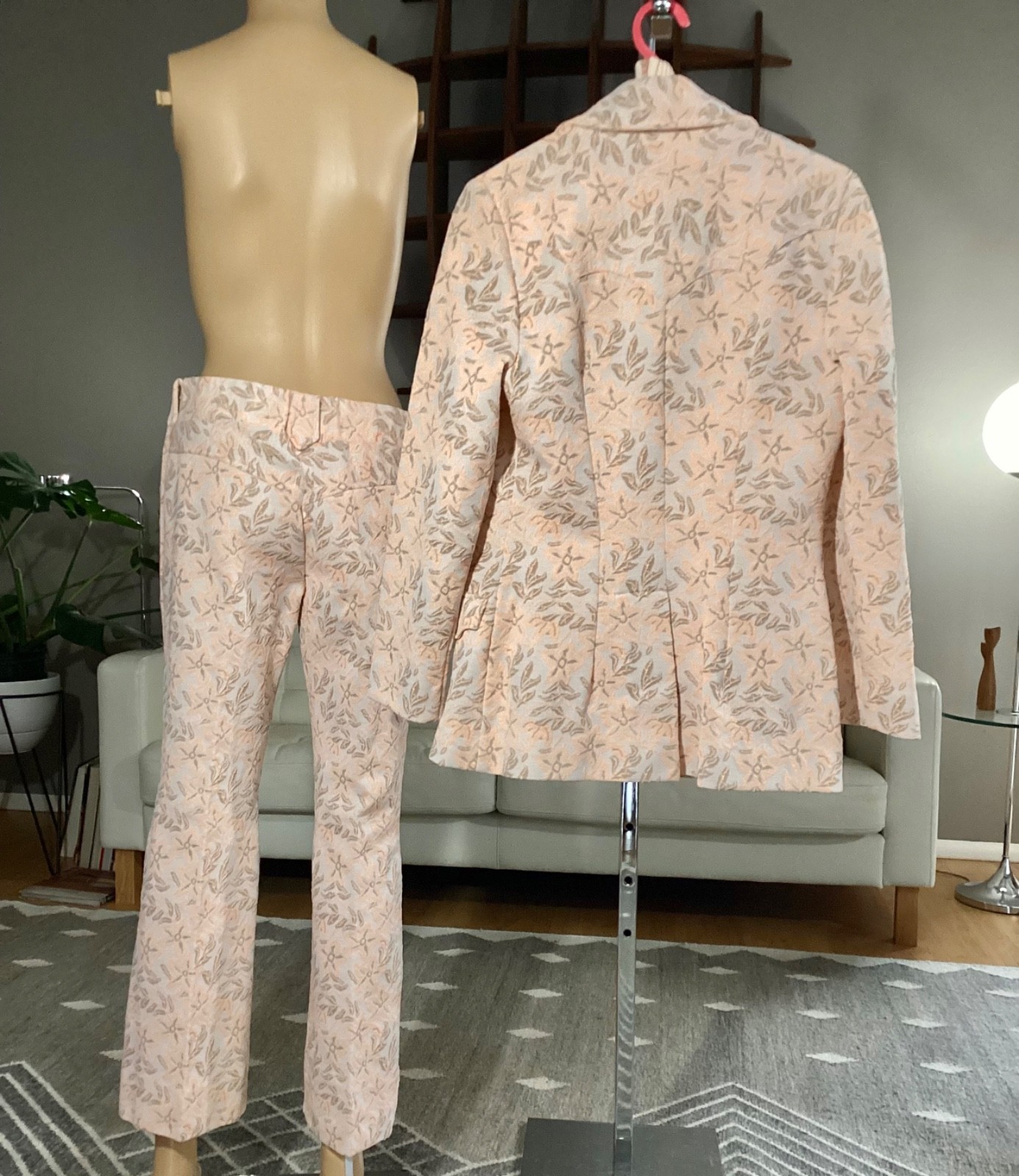 Vtg 1970’s PANHANDLE SLIM Western Pantsuit Flared PANTS+ JACKET + VEST Peach