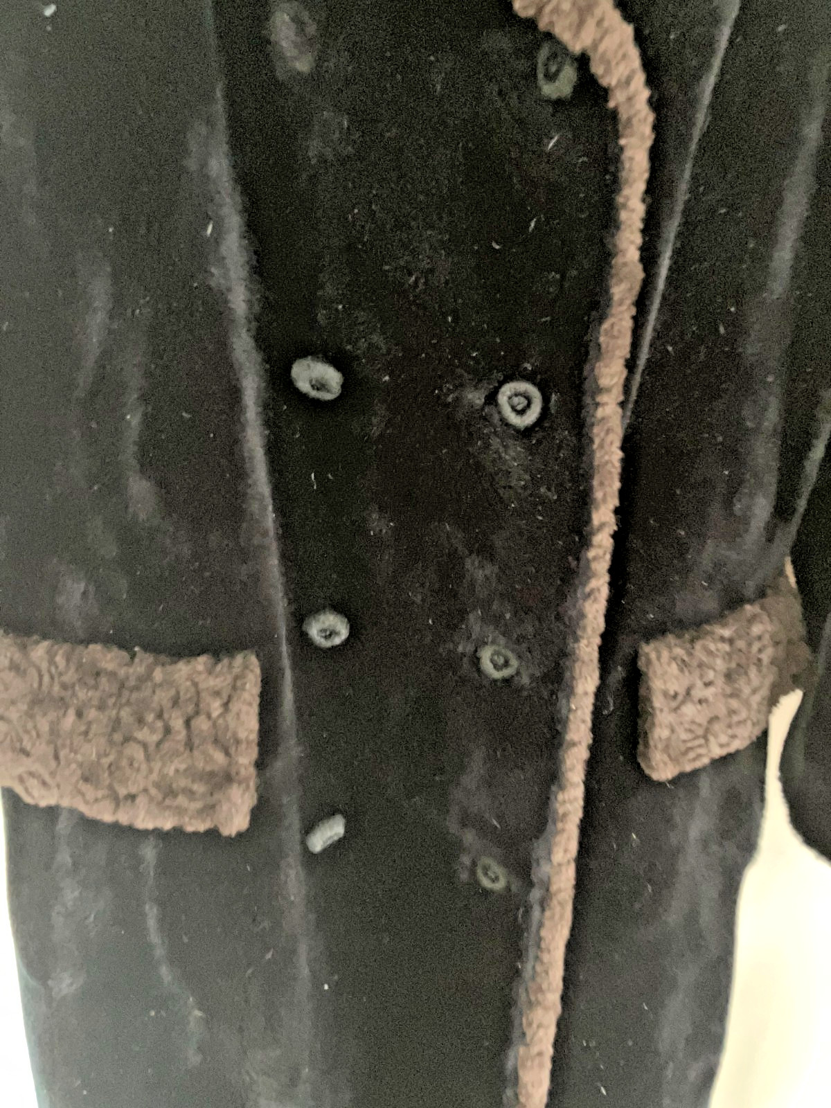 Faux Fur Trench Coat Sz M Vintage 60s Dark Brown Borgana Long Winter Jacket
