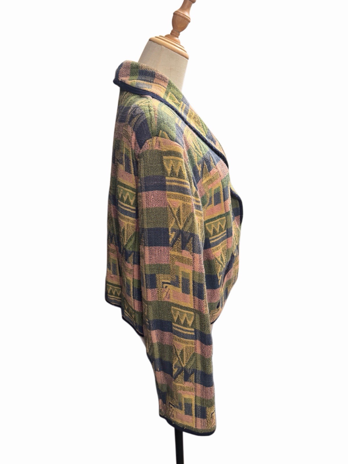 Casual Corner Vintage 90s Geometric Southwestern Cotton Tapestry Jacket Sz L