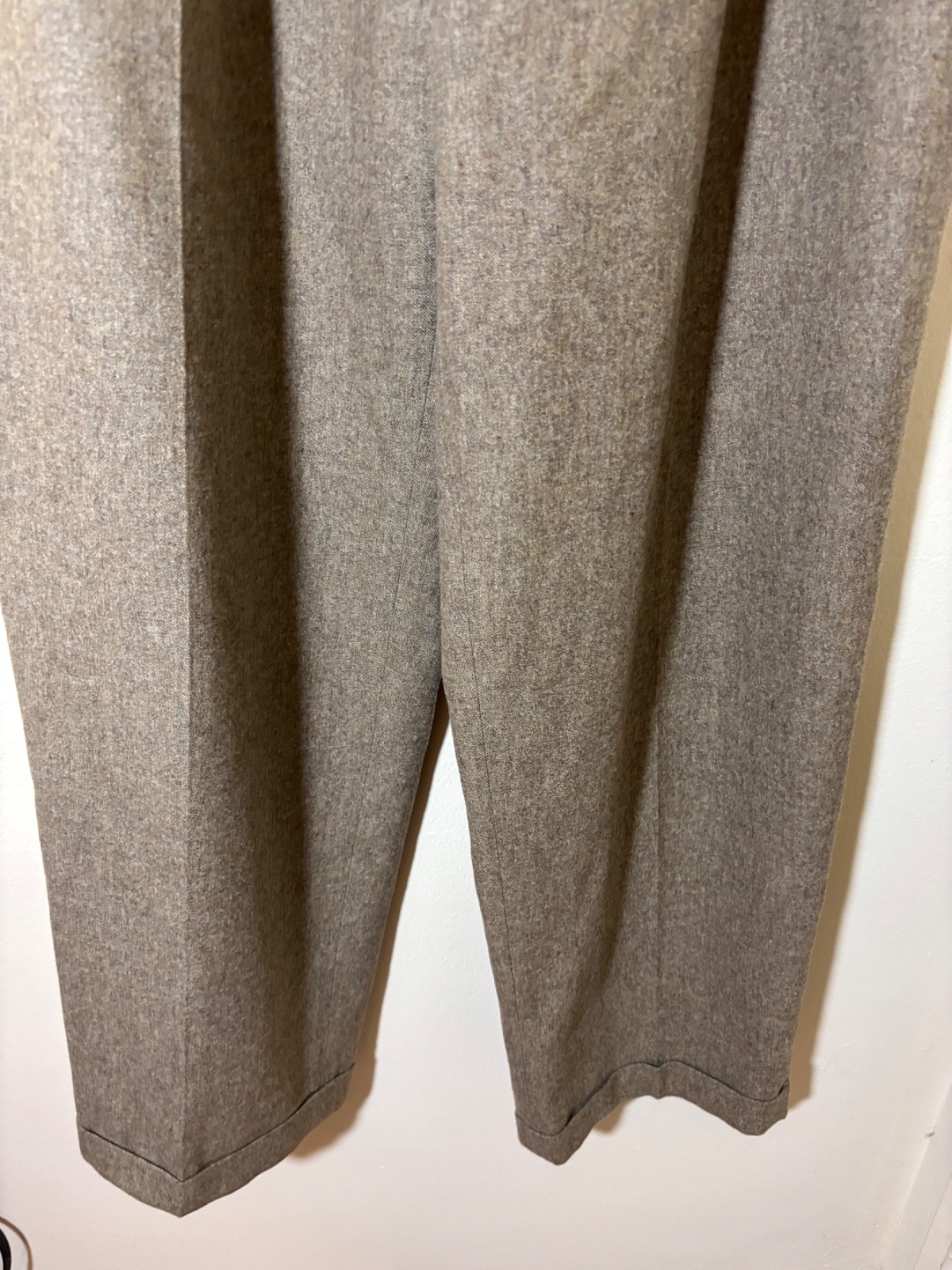Vtg 70s 80s Pants 14 COMPANY ELLEN TRACY Wool Tweed Pleat Menswear Hepburn Cuff