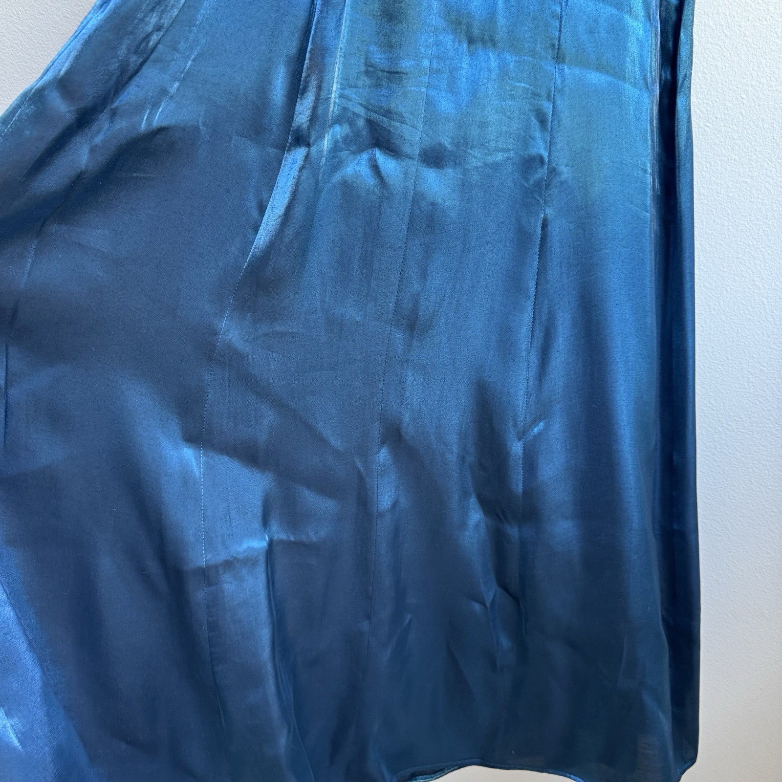 Vintage Turquoise Blue Beaded Iridescent Maxi Cocktail Formal Party Dress S / M