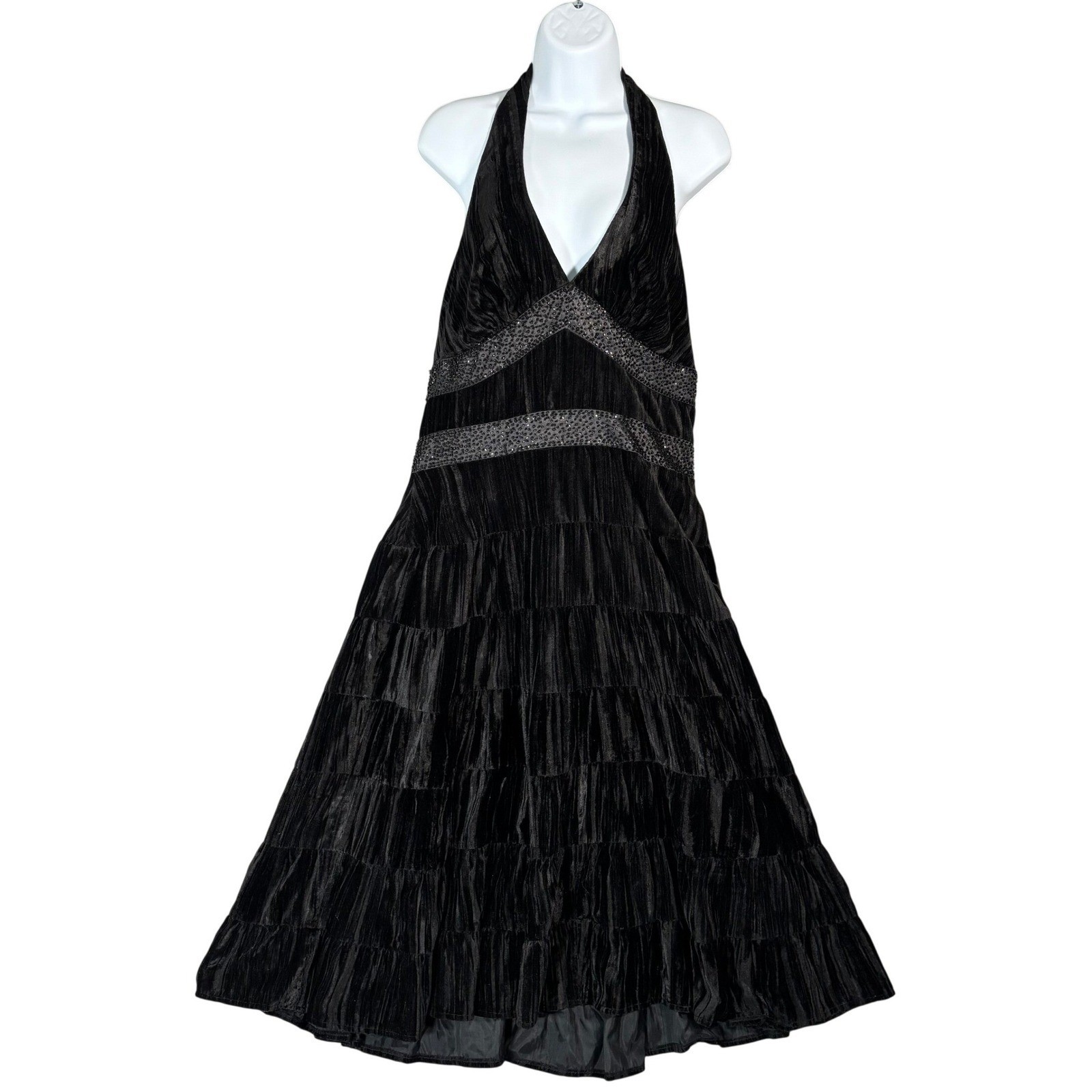 Vintage Dusk Collection Sheila Yen Halter Dress Fits Size 10 Black Goth Glam