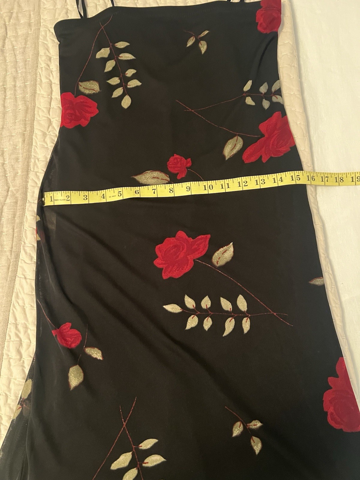 Vintage InG International Newport Group Large Spaghetti, Straps Black Red Roses