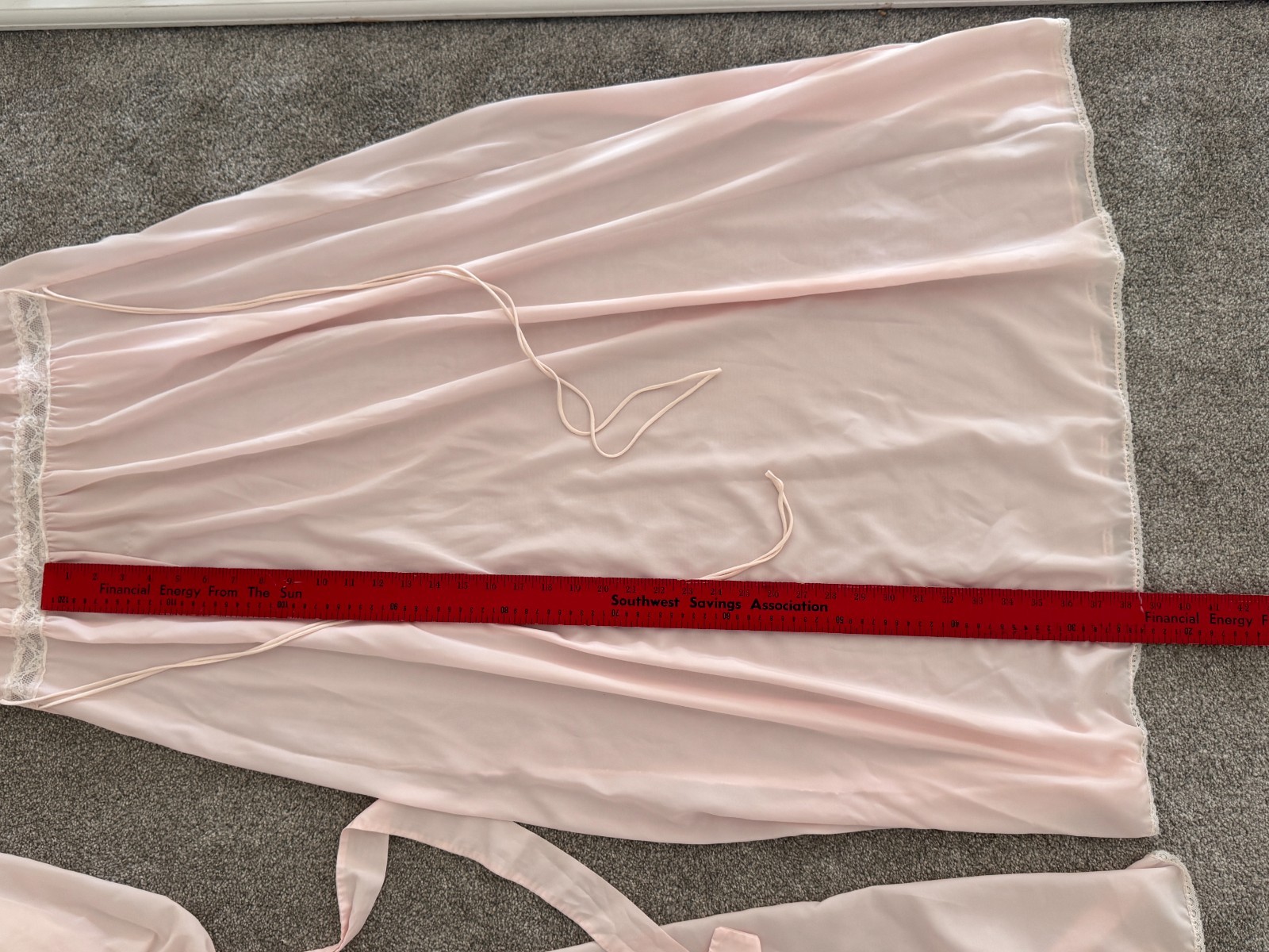 Vintage 70s 80s Corhan Noumair Pink Peignoir Set Embroidered Lace ILGWU USA S
